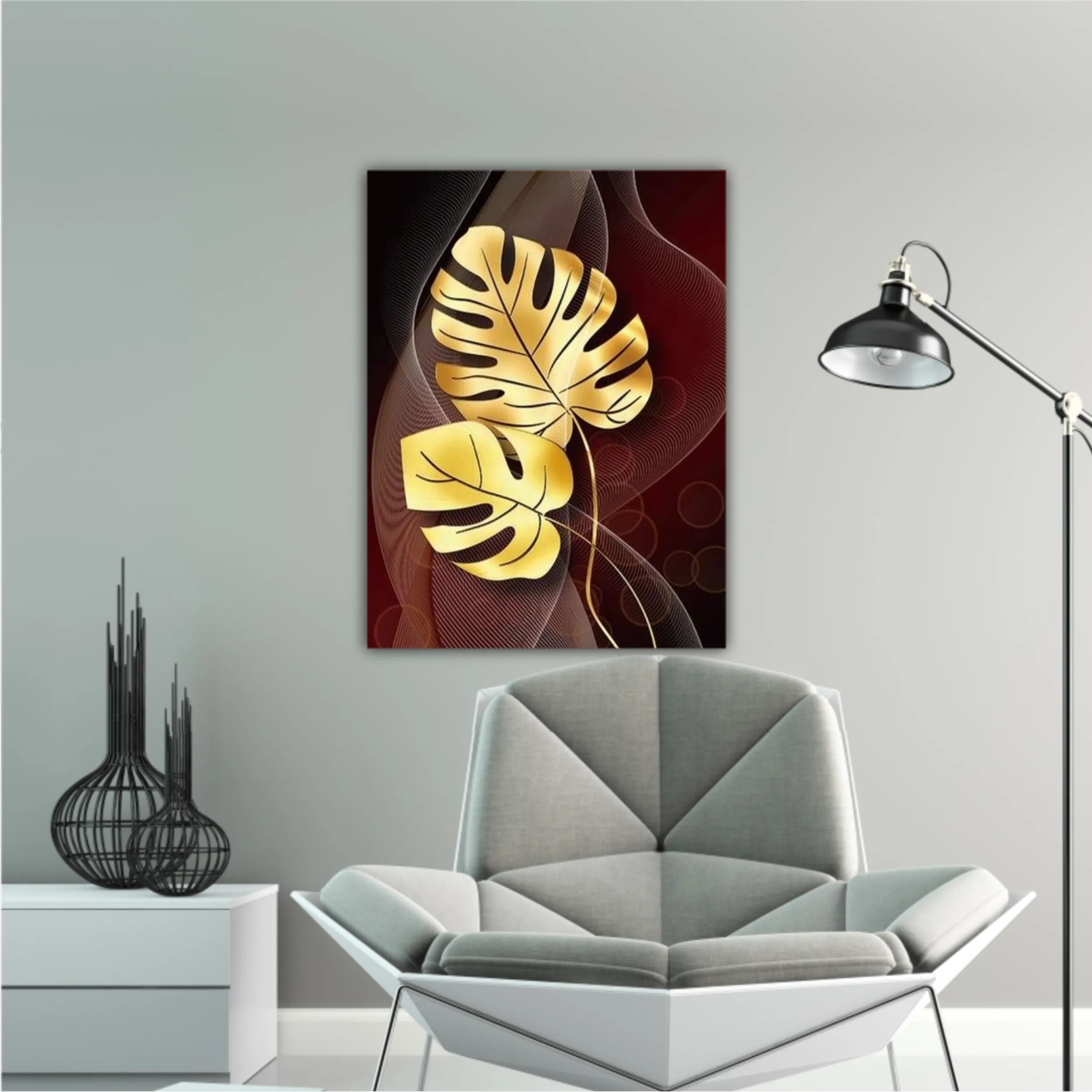 3d illustration of luxurious golden leaf