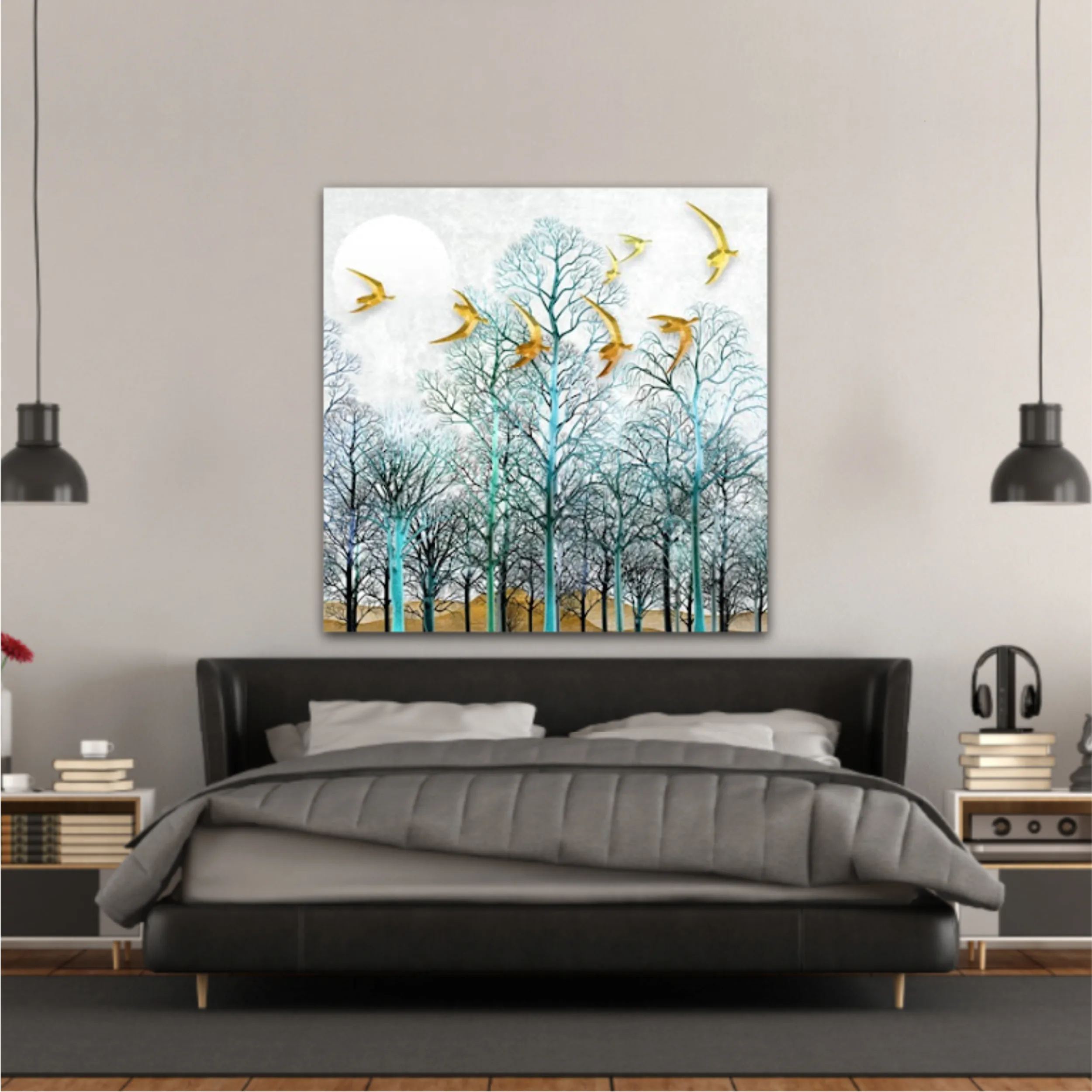 3d illustration of forest at night