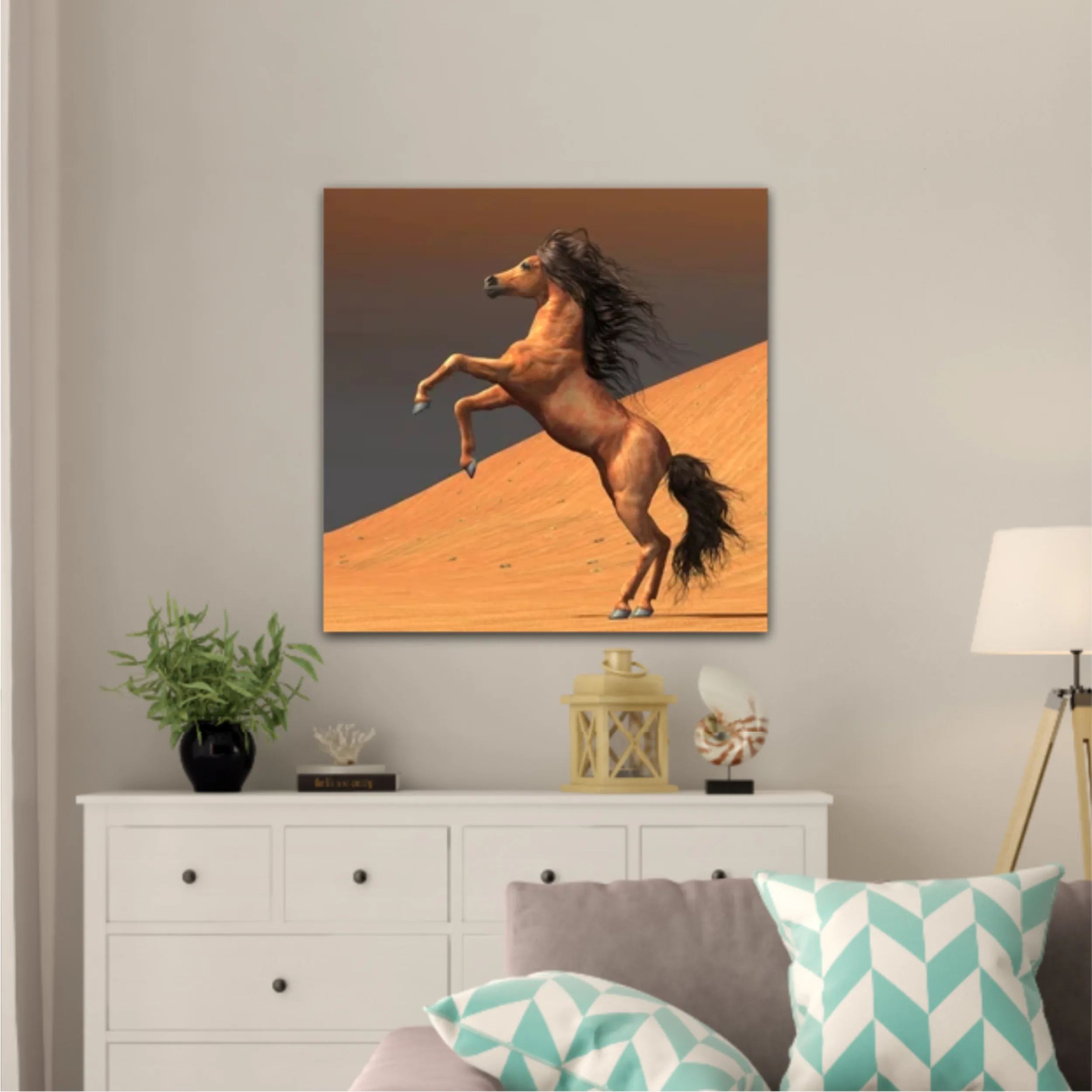 3d illustration of horses and beach design