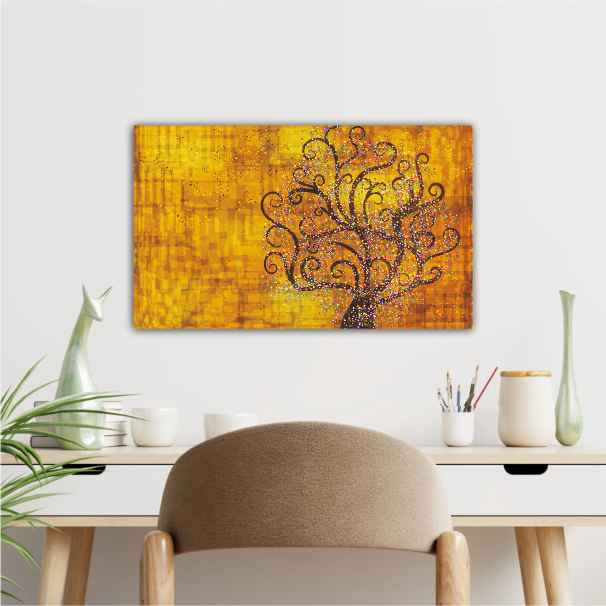 Abstract tree on a gold background in style of Gustav Klimt painting