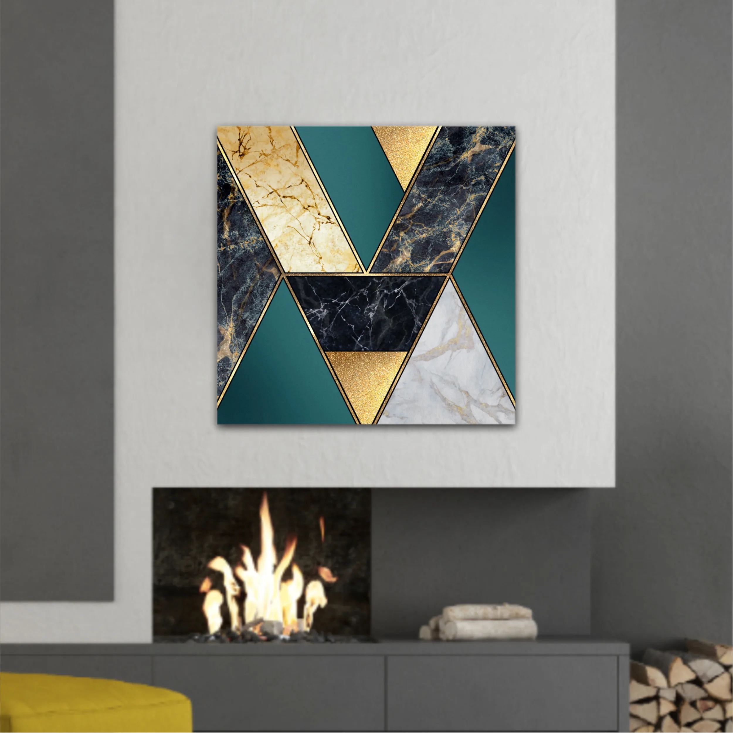 Сreative texture of marble,  modern mosaic inlay, green and gold N1
