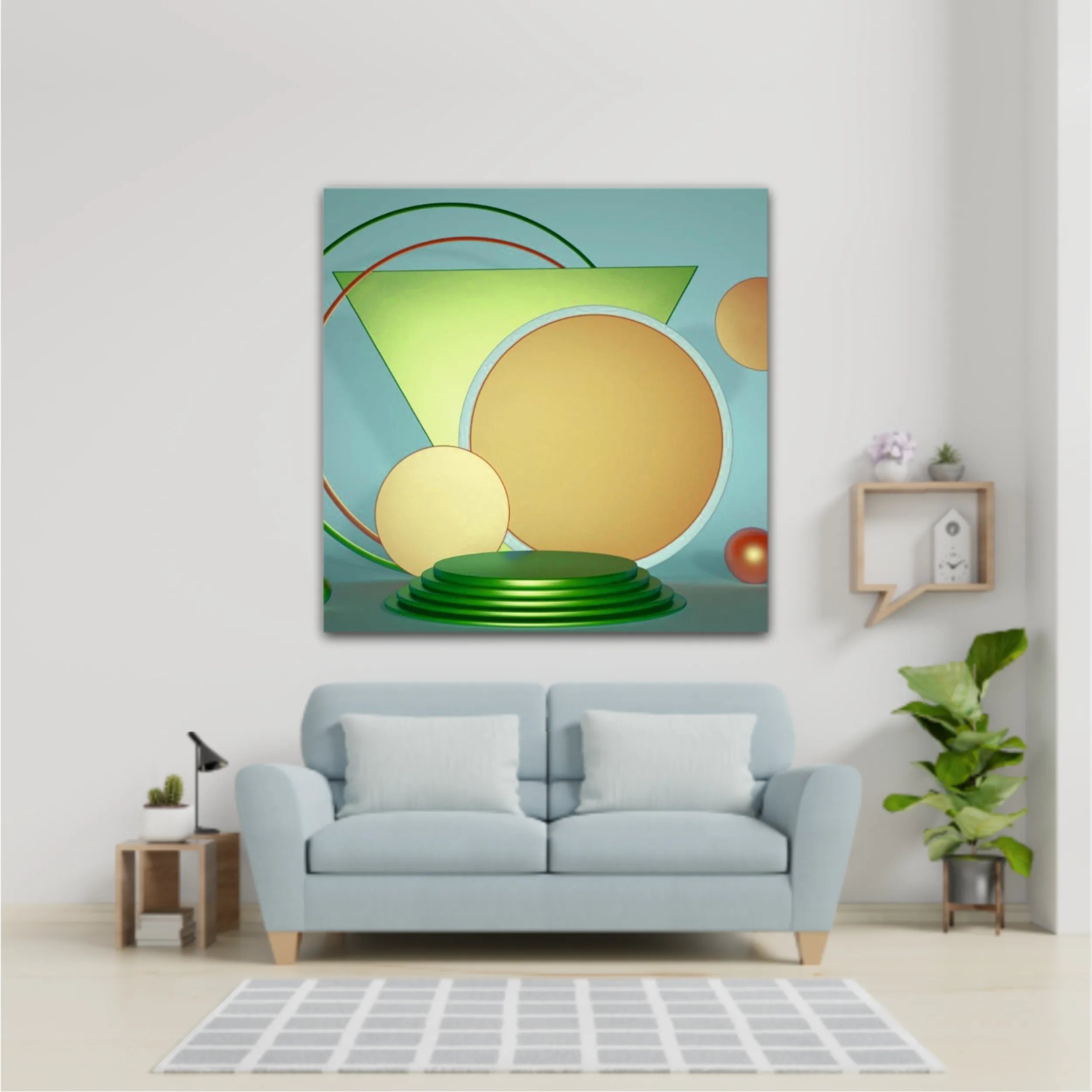 Geometric shapes composition 3D render