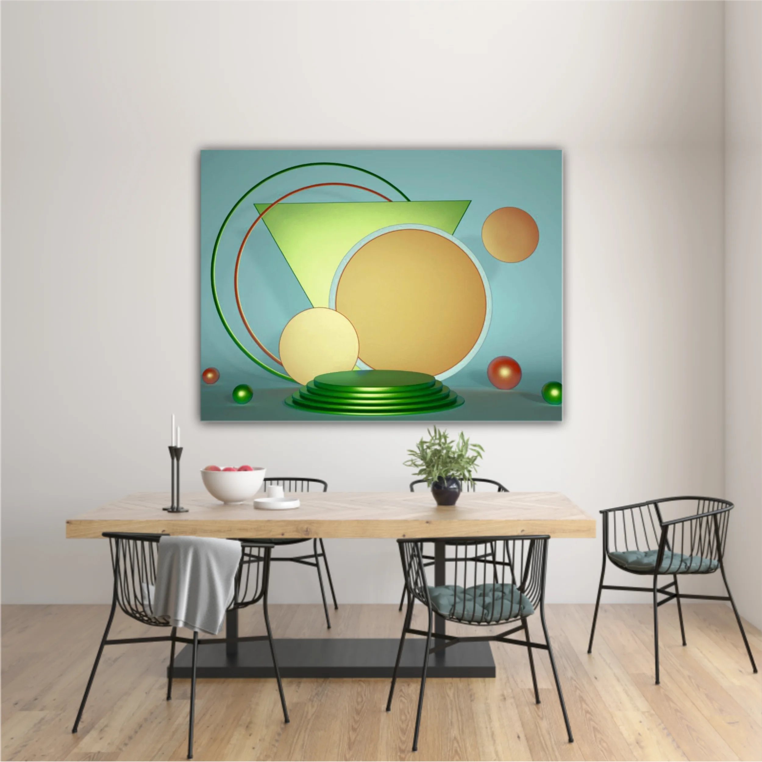 Geometric shapes composition 3D render