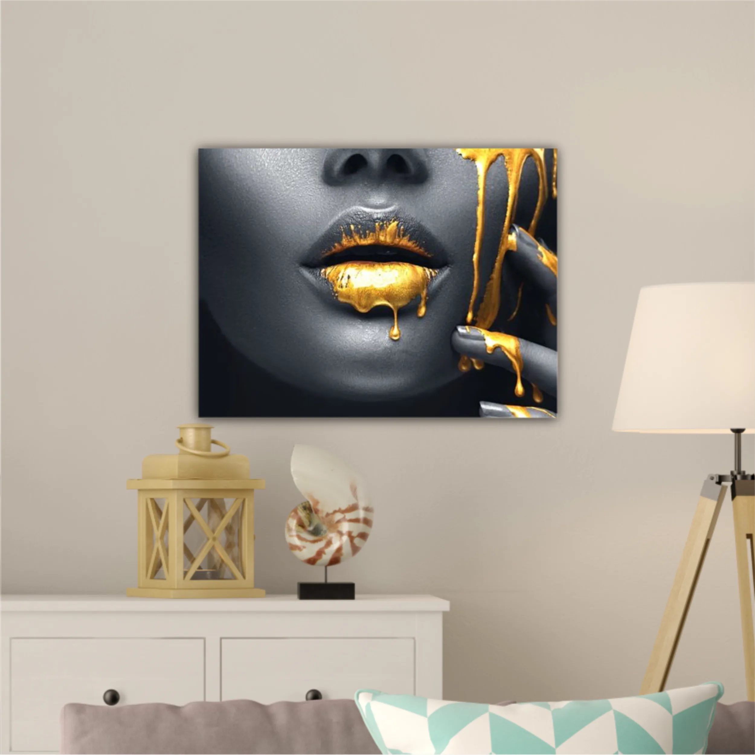 Women in golden makeup