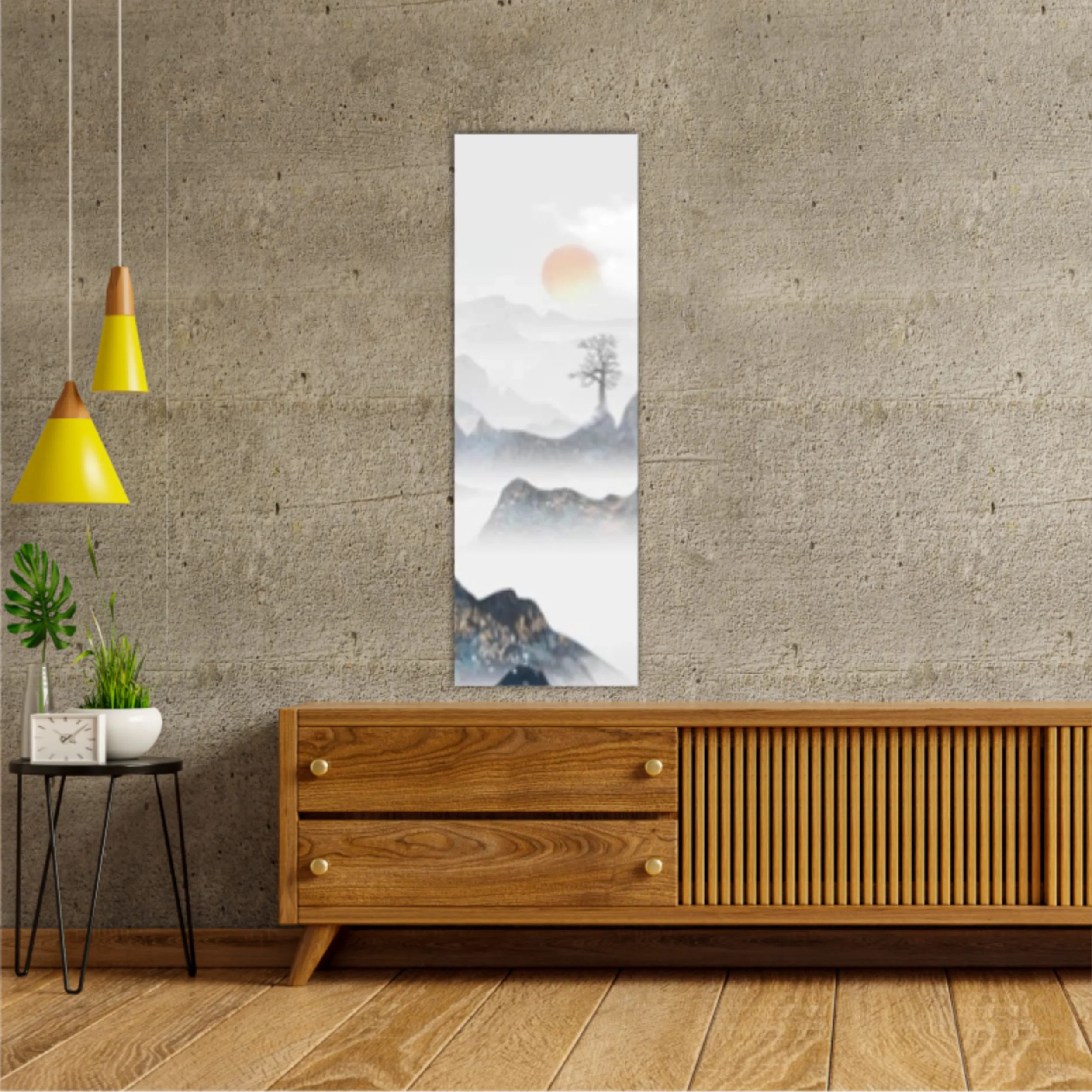 Chinese style blue artistic conception landscape illustration