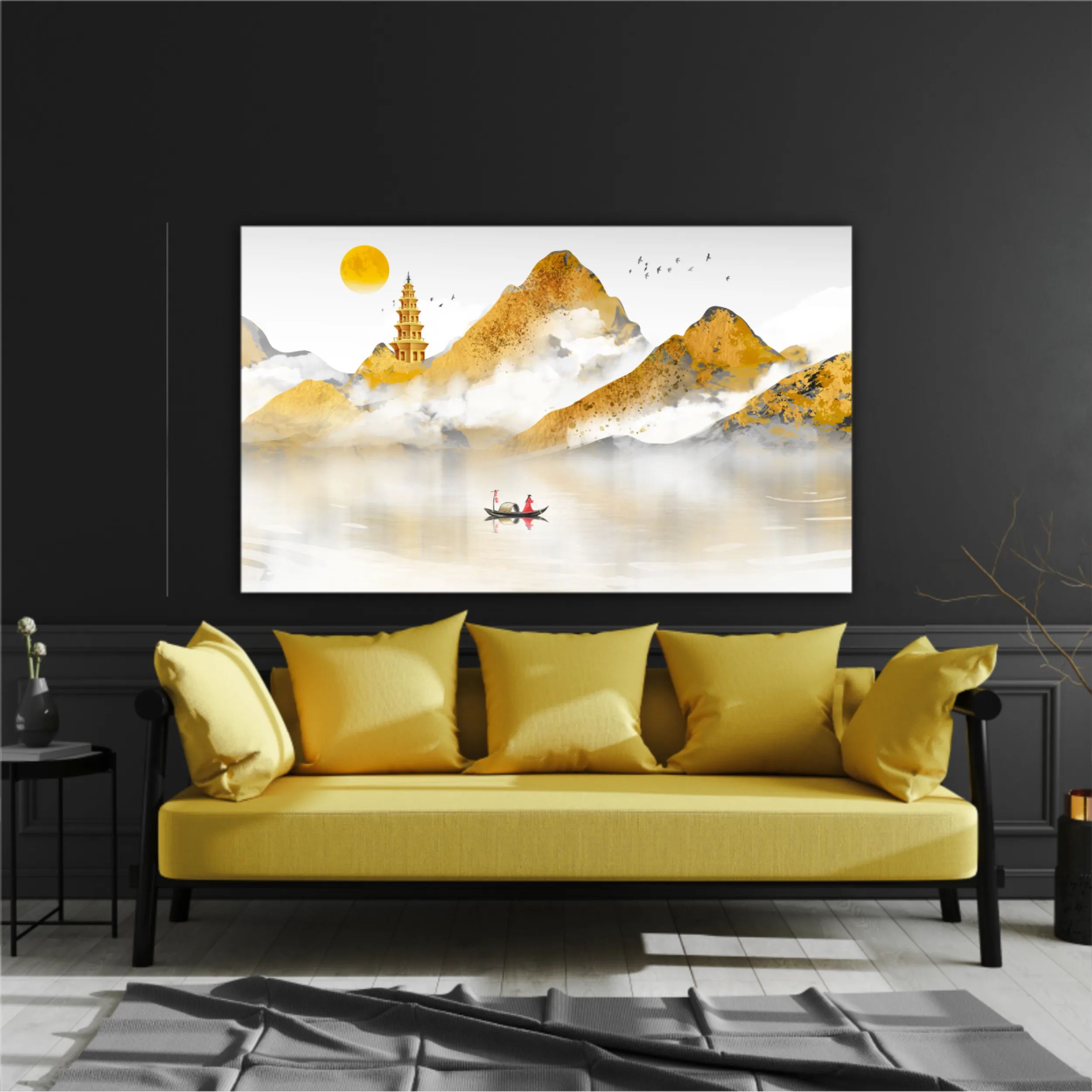 Chinese style golden landscape painting