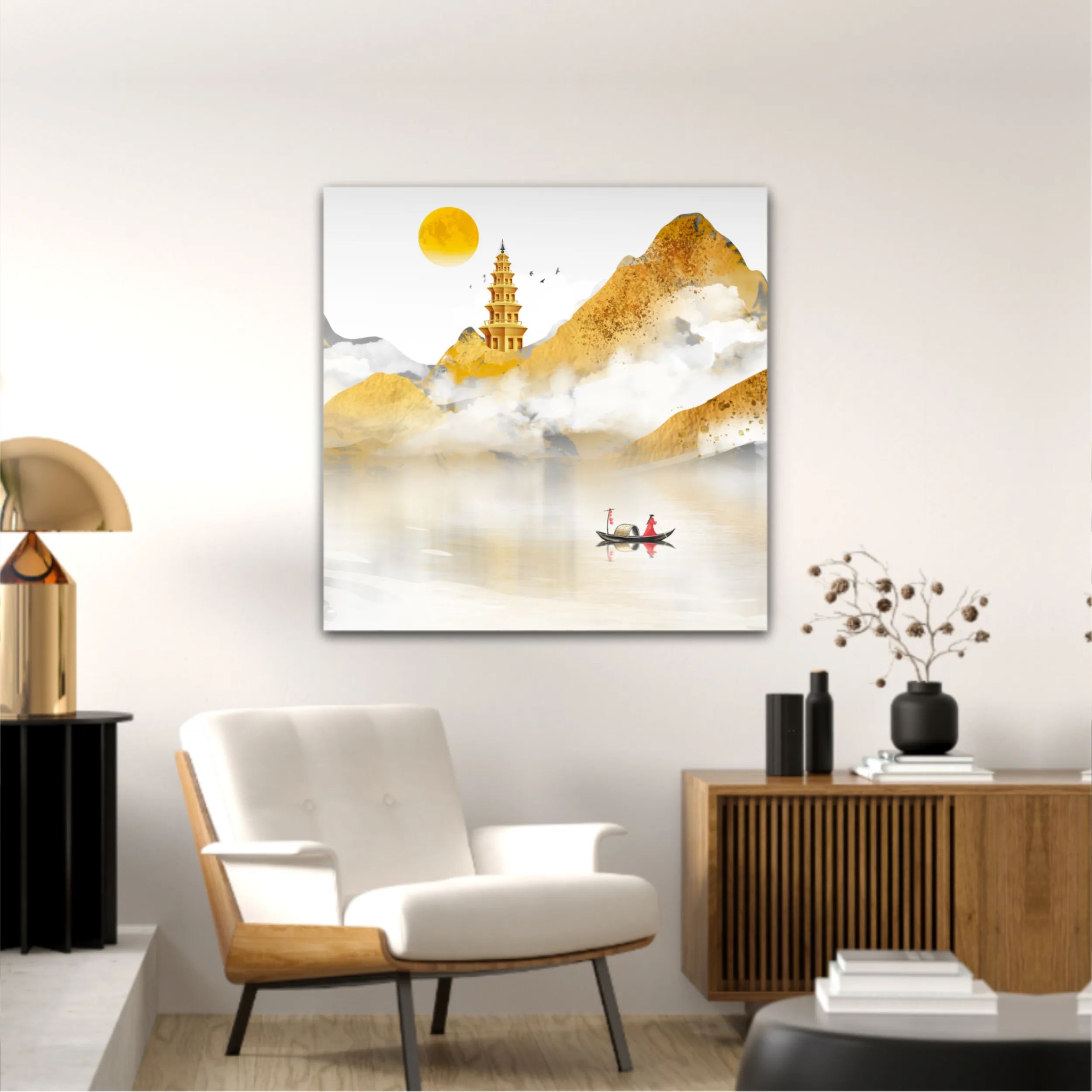 Chinese style golden landscape painting