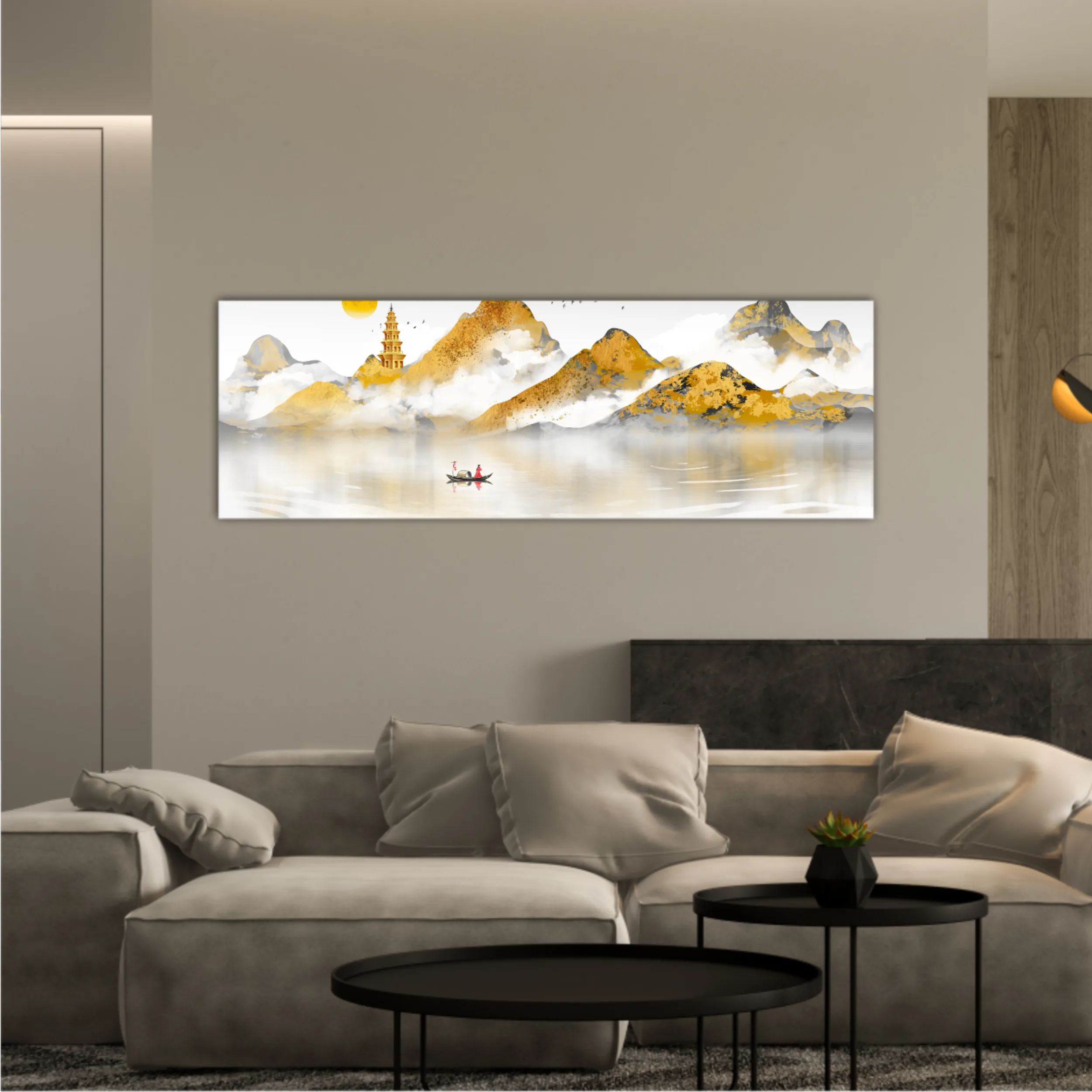 Chinese style golden landscape painting