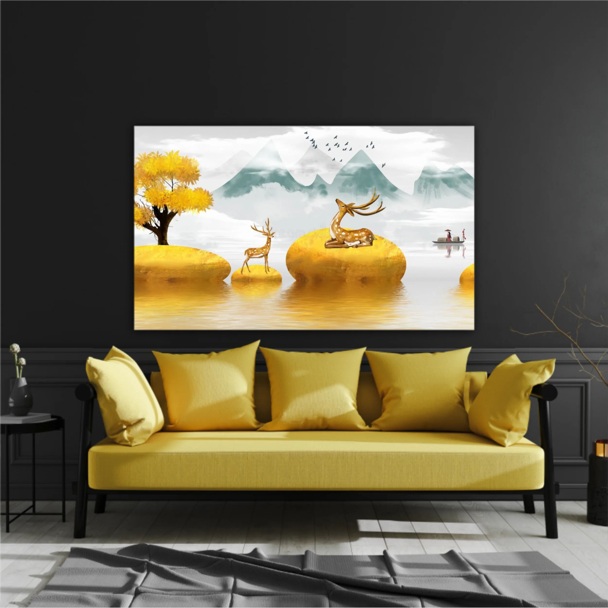 Abstract gilt golden landscape painting