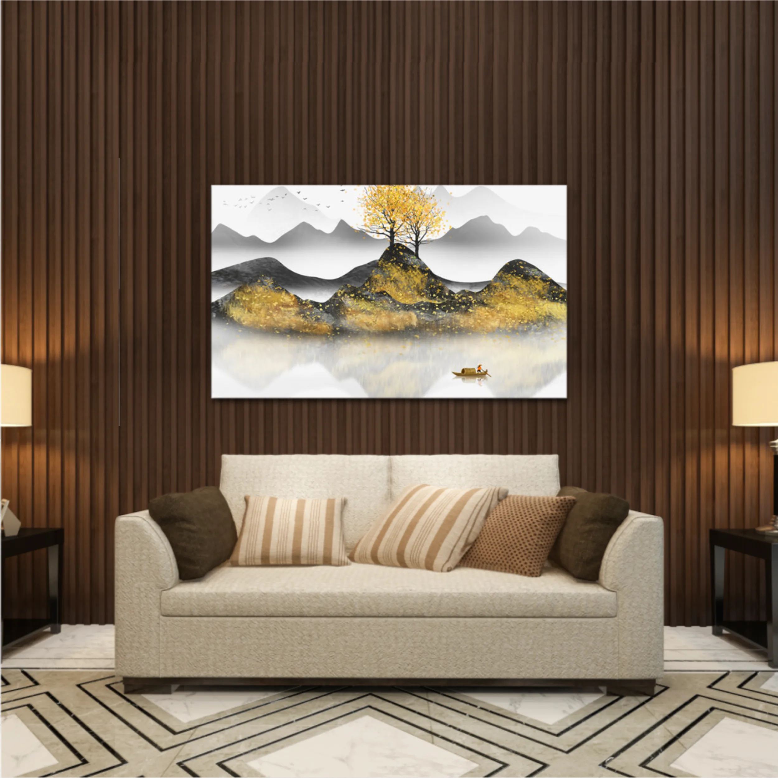 New abstract golden landscape painting