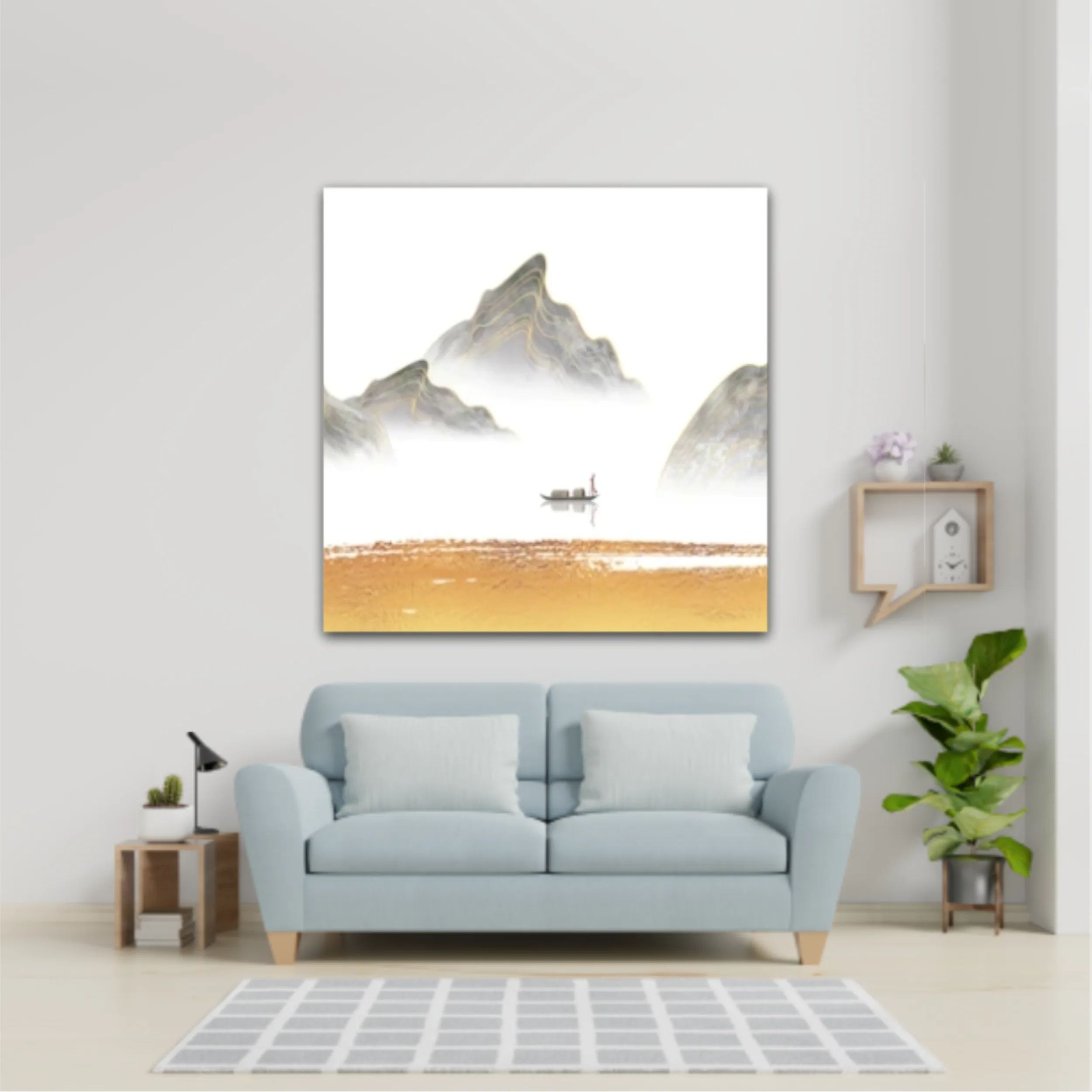 3d illustration image of mountain river water and cloud
