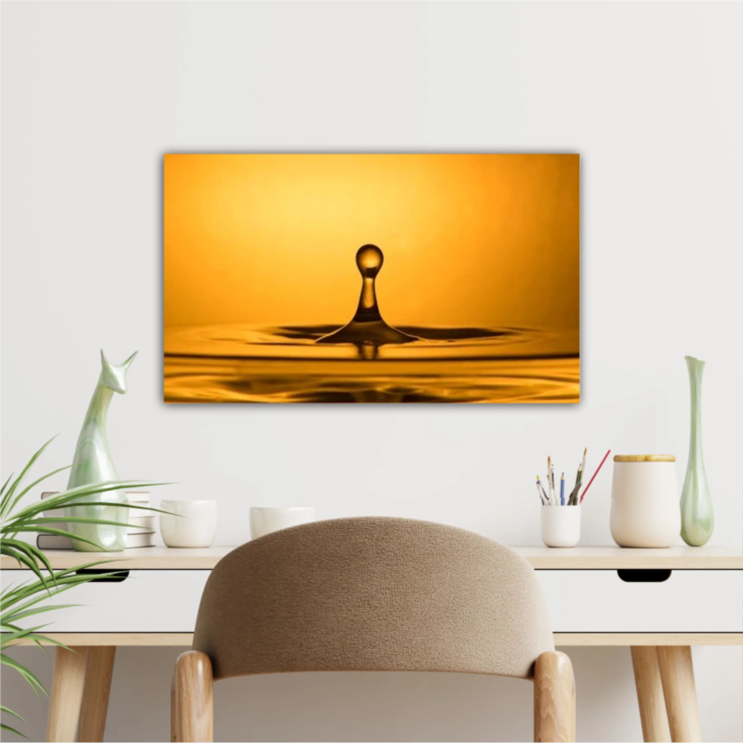 Majestic Golden Yellow Gravity Water Drop