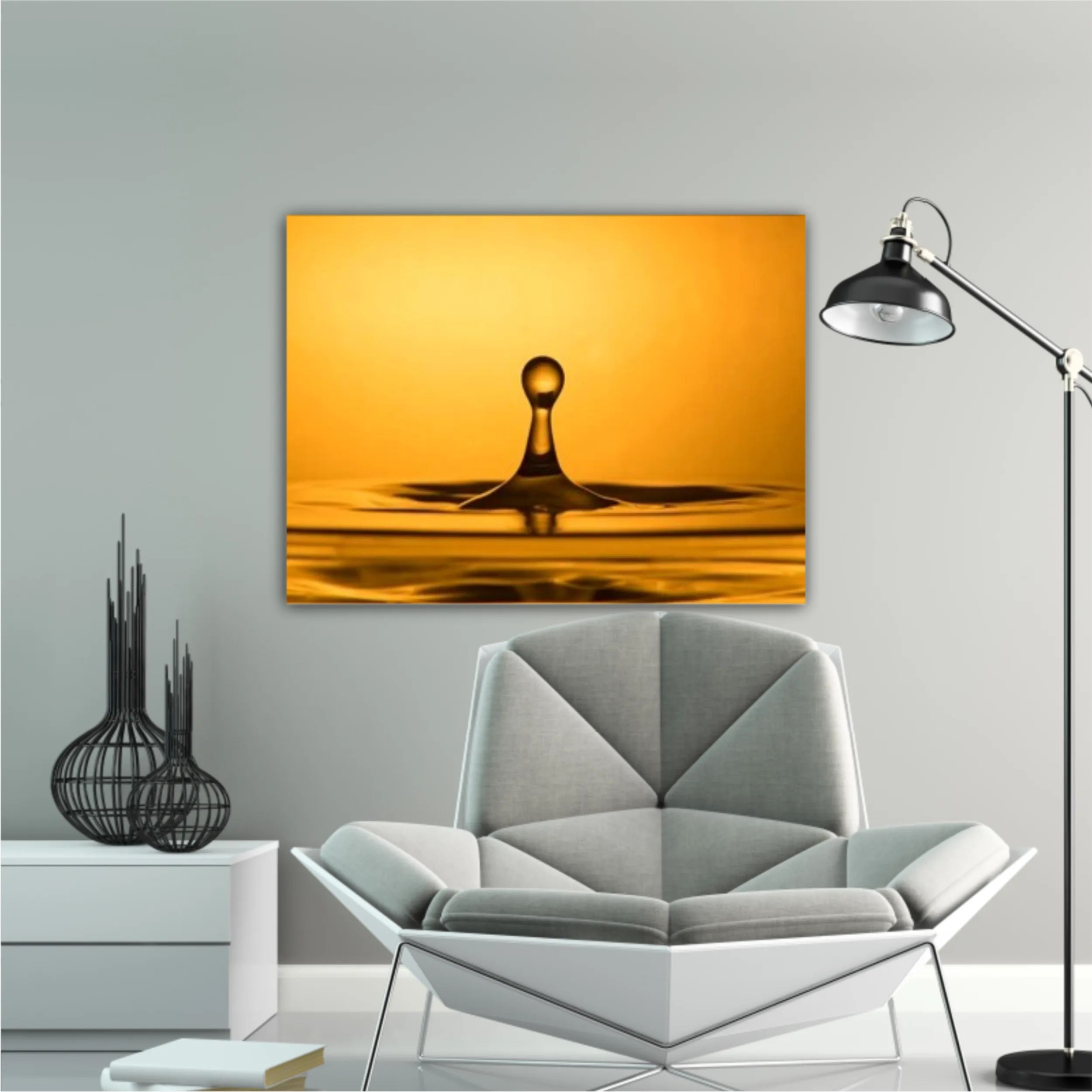 Majestic Golden Yellow Gravity Water Drop