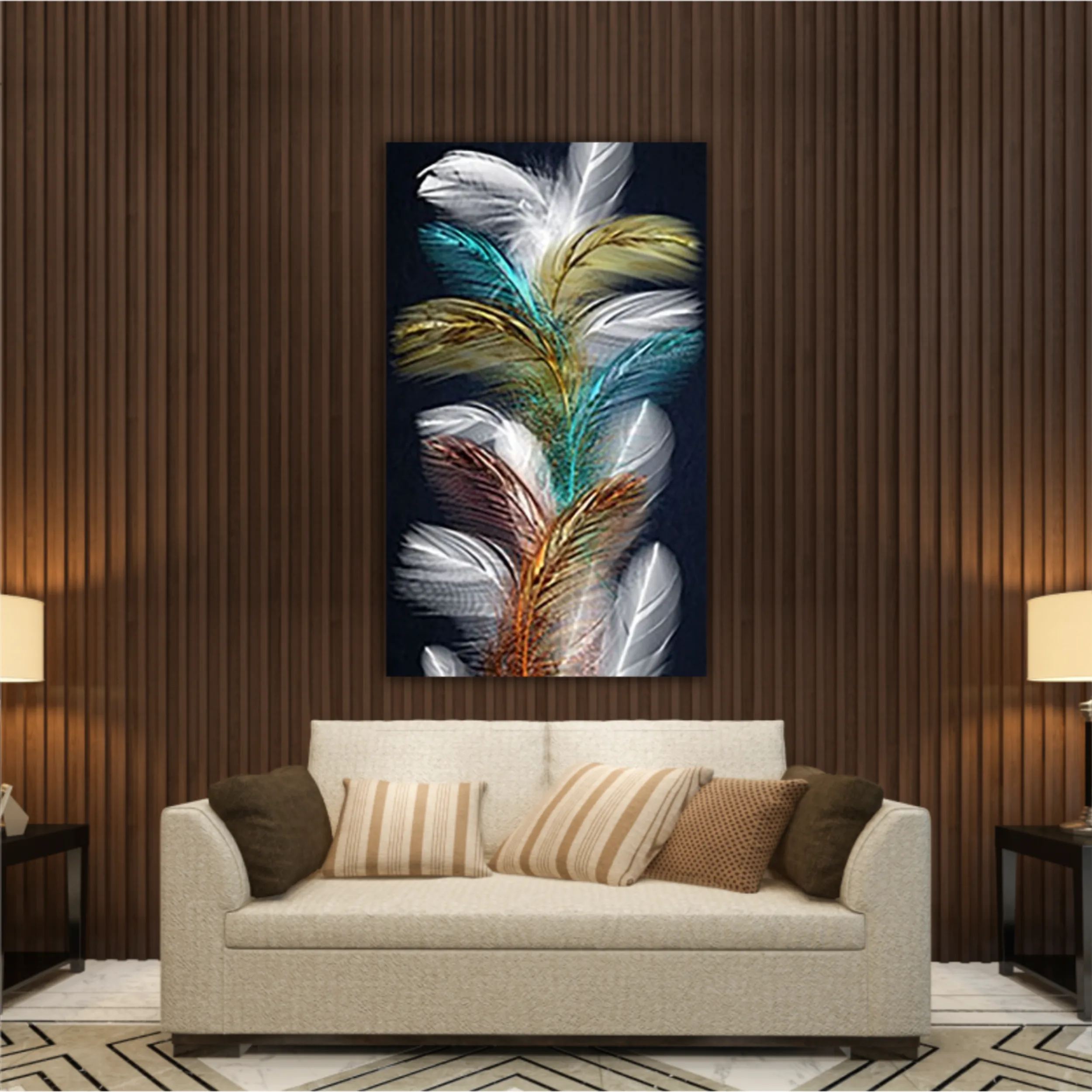 3d illustration of feathers. Luxurious abstract art digital painting