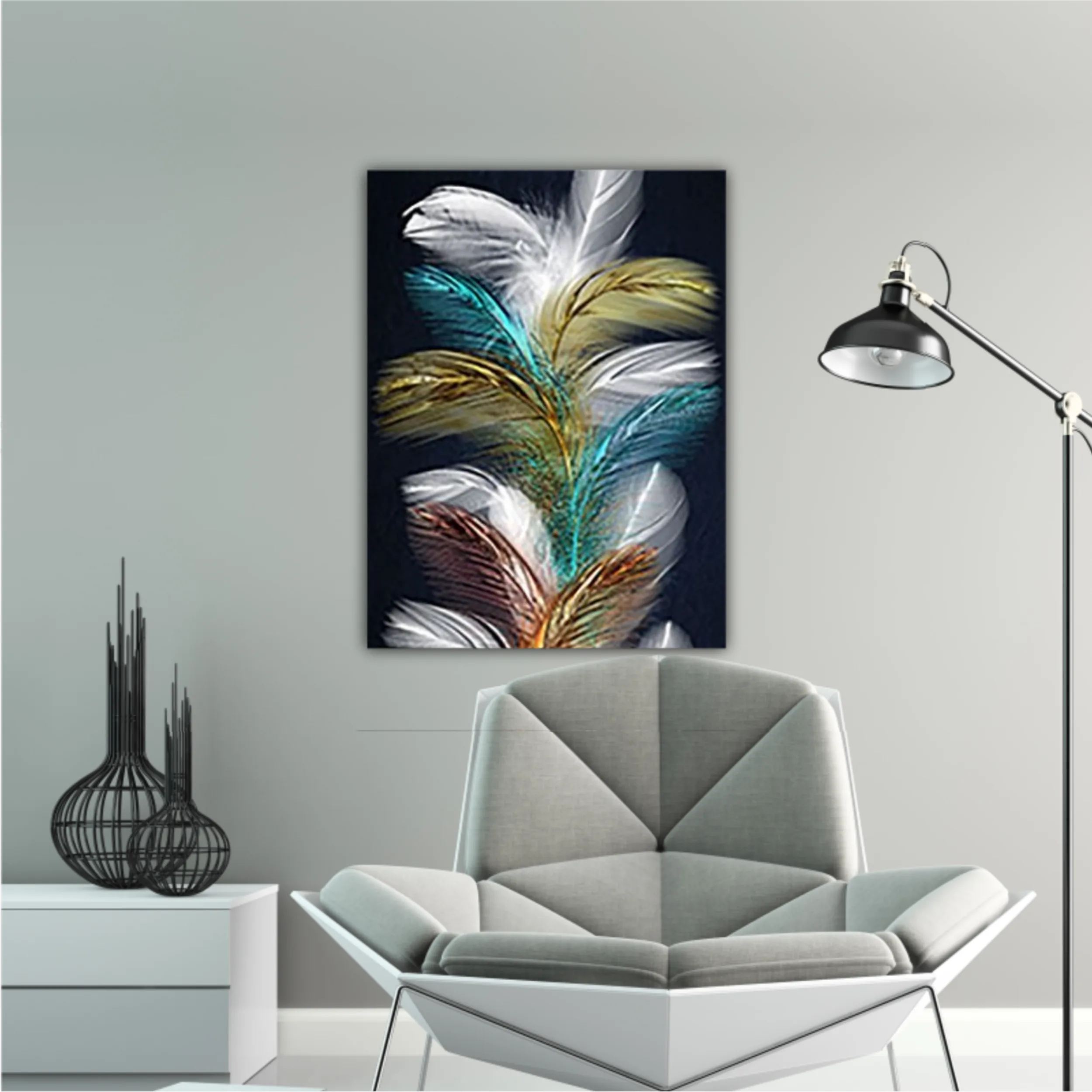 3d illustration of feathers. Luxurious abstract art digital painting