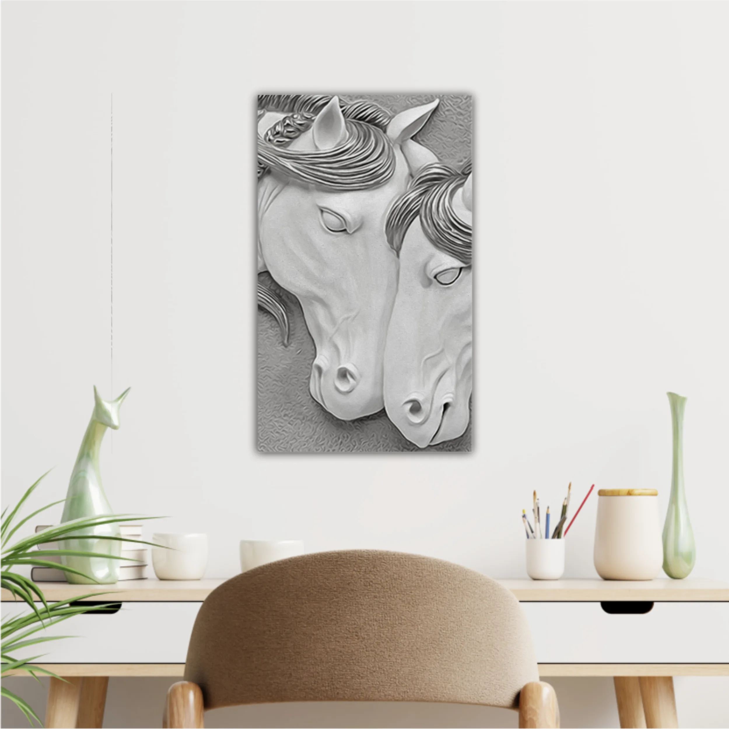 3d illustration of two horses