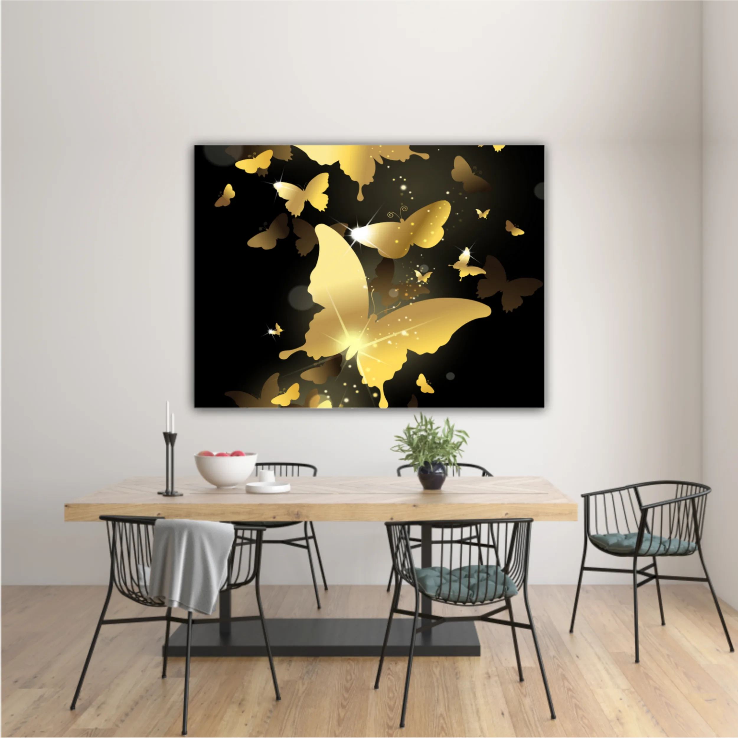 3d illustration of butterfly group on modern background