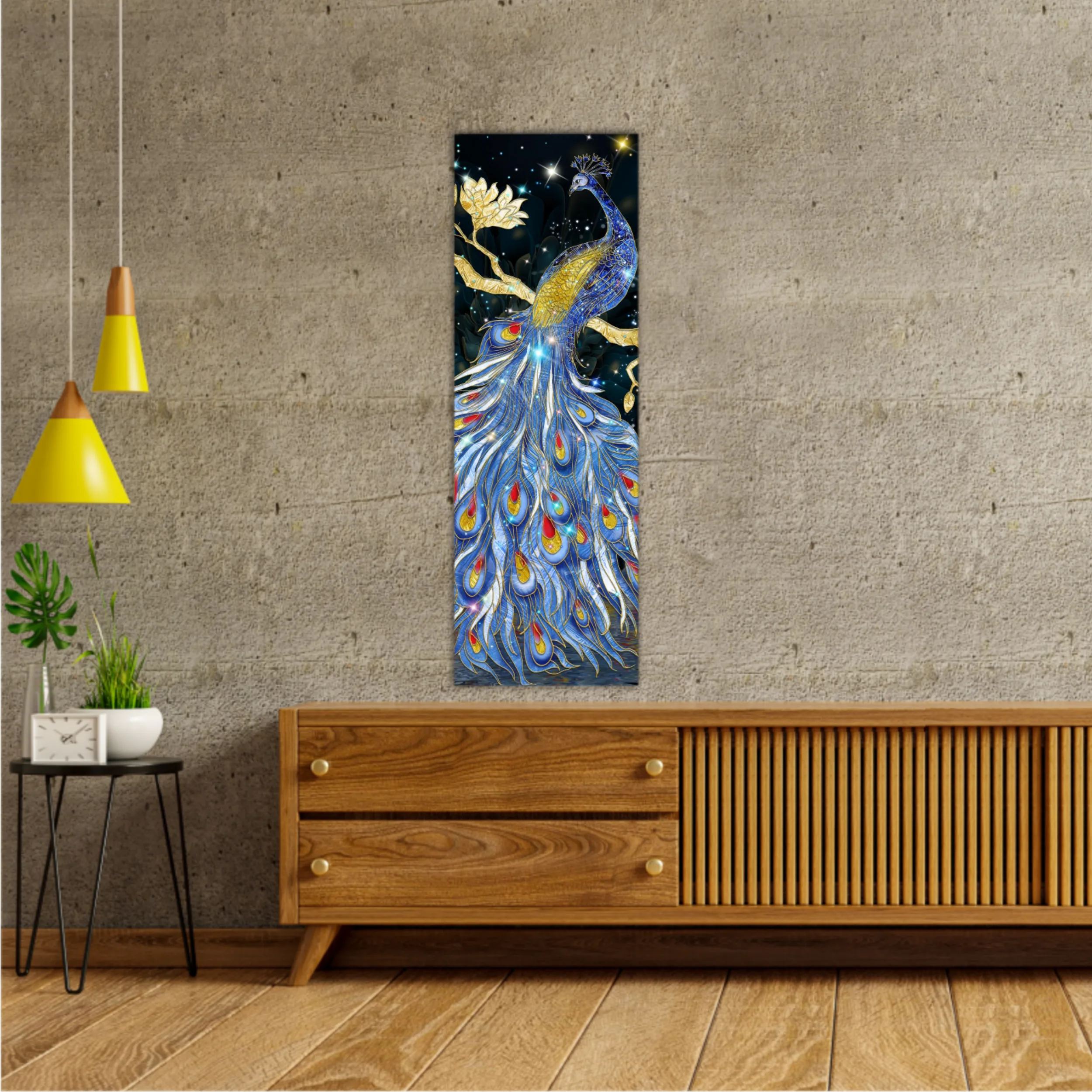 3d illustration of colorful peacock. Luxurious abstract art digital painting