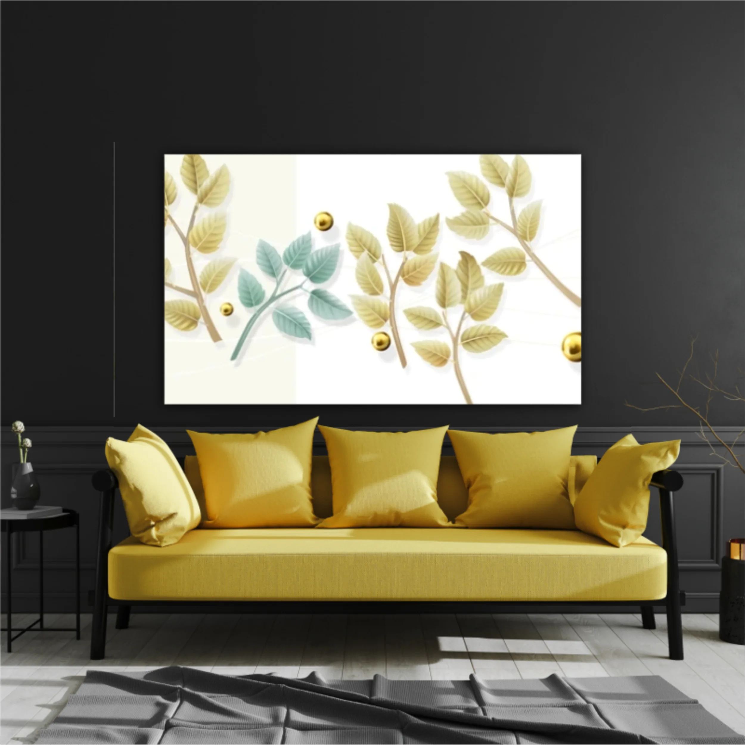 3d illustration of leaves and pearls