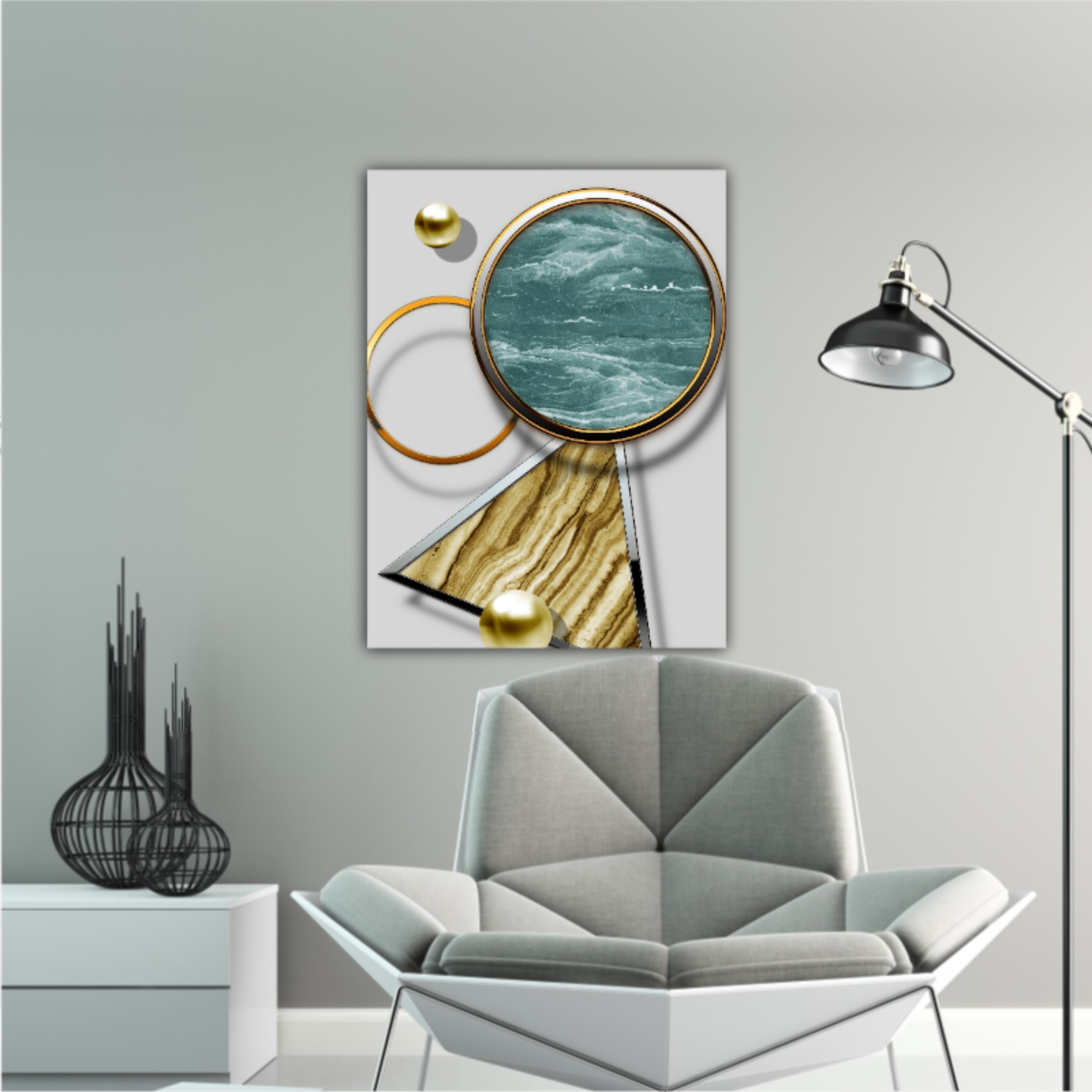 3d illustration of sorted geometric figures. Luxurious abstract art digital painting