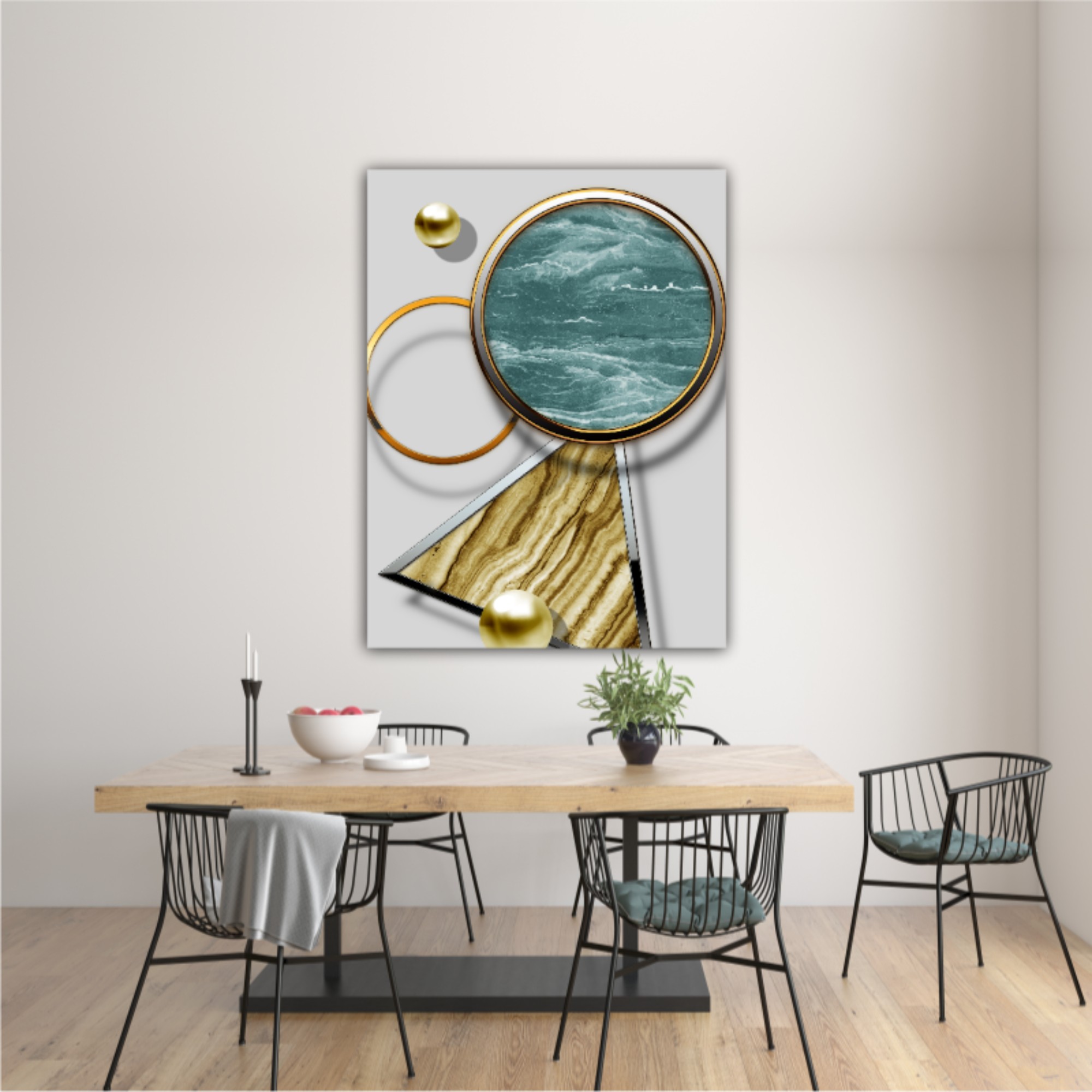 3d illustration of sorted geometric figures. Luxurious abstract art digital painting