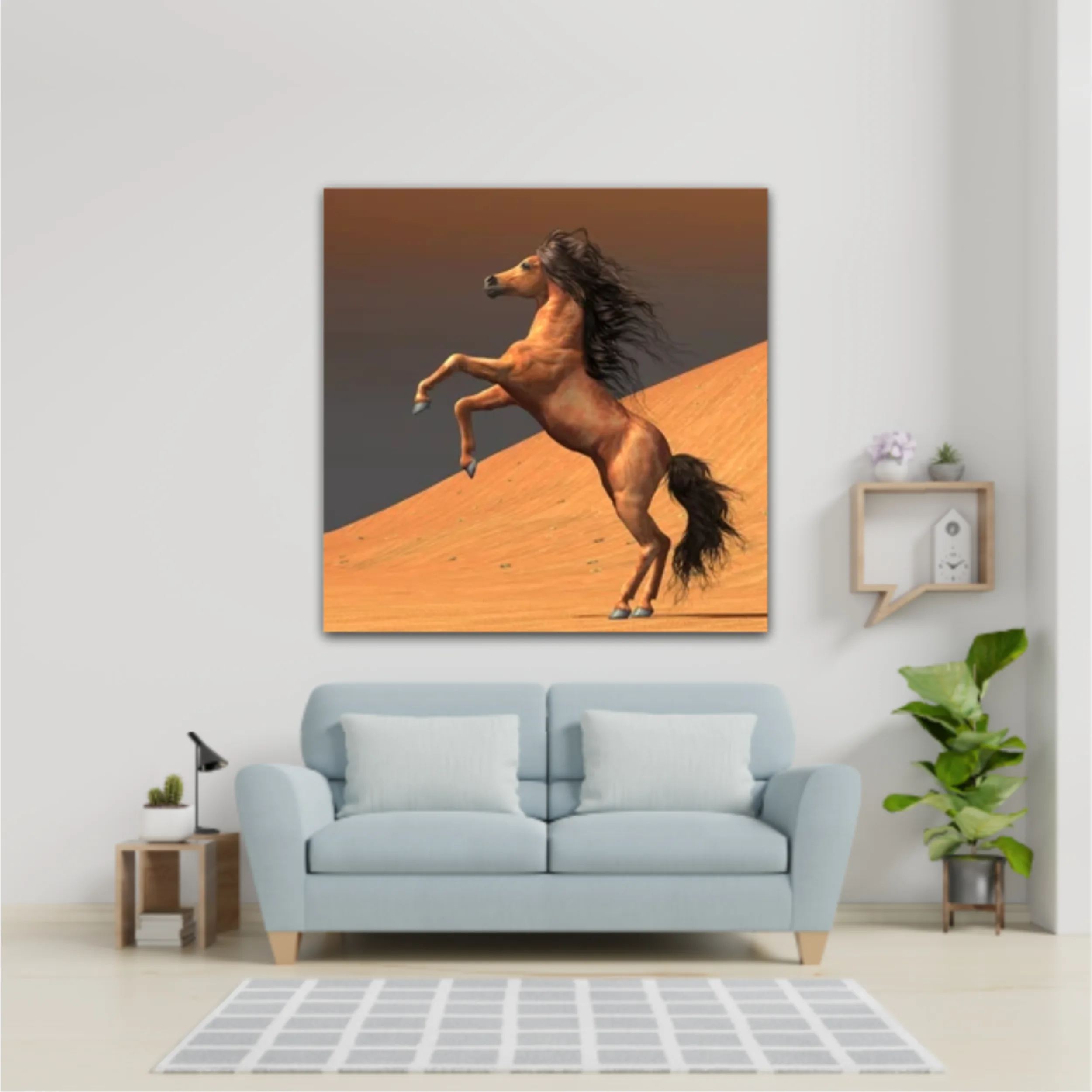 3d illustration of horses and beach design