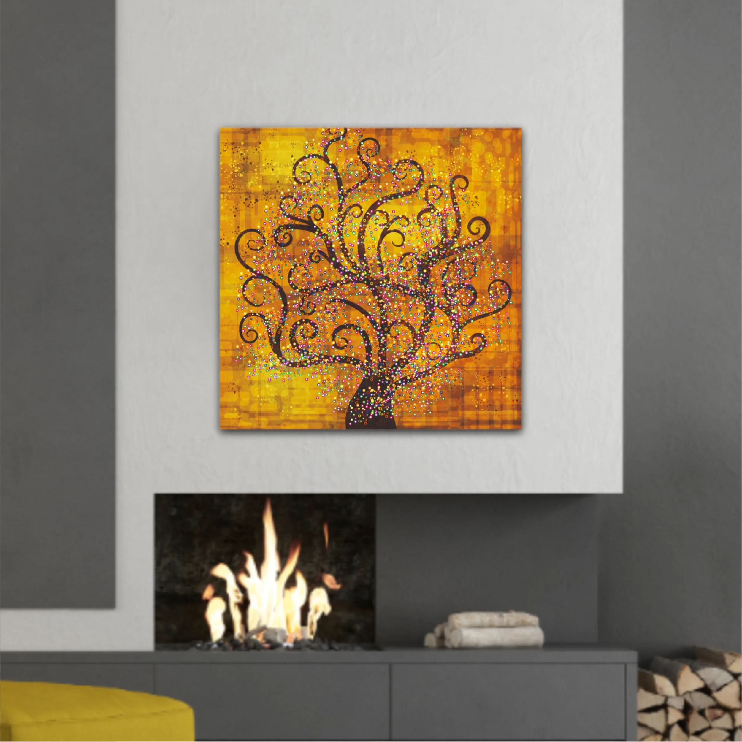 Abstract tree on a gold background in style of Gustav Klimt painting