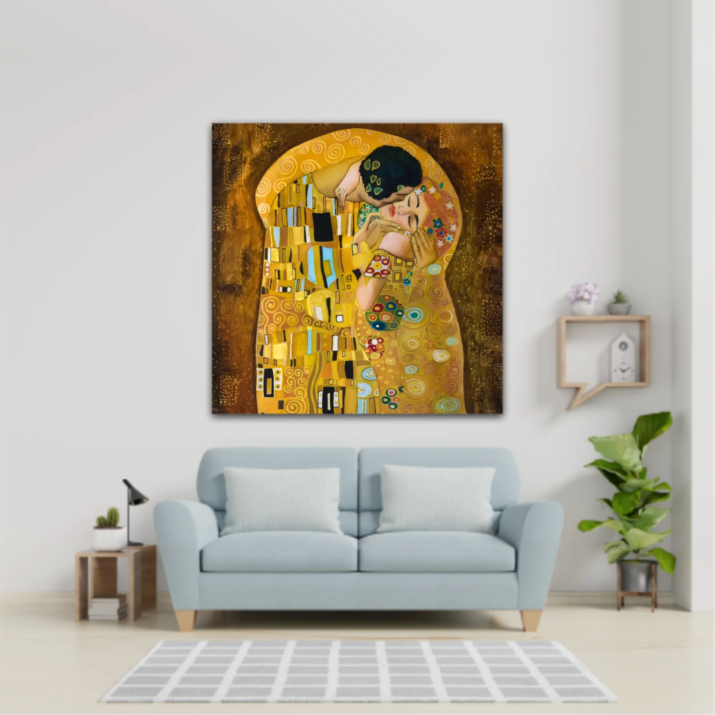 Kissing couple on the grounds of Gustav Klimt