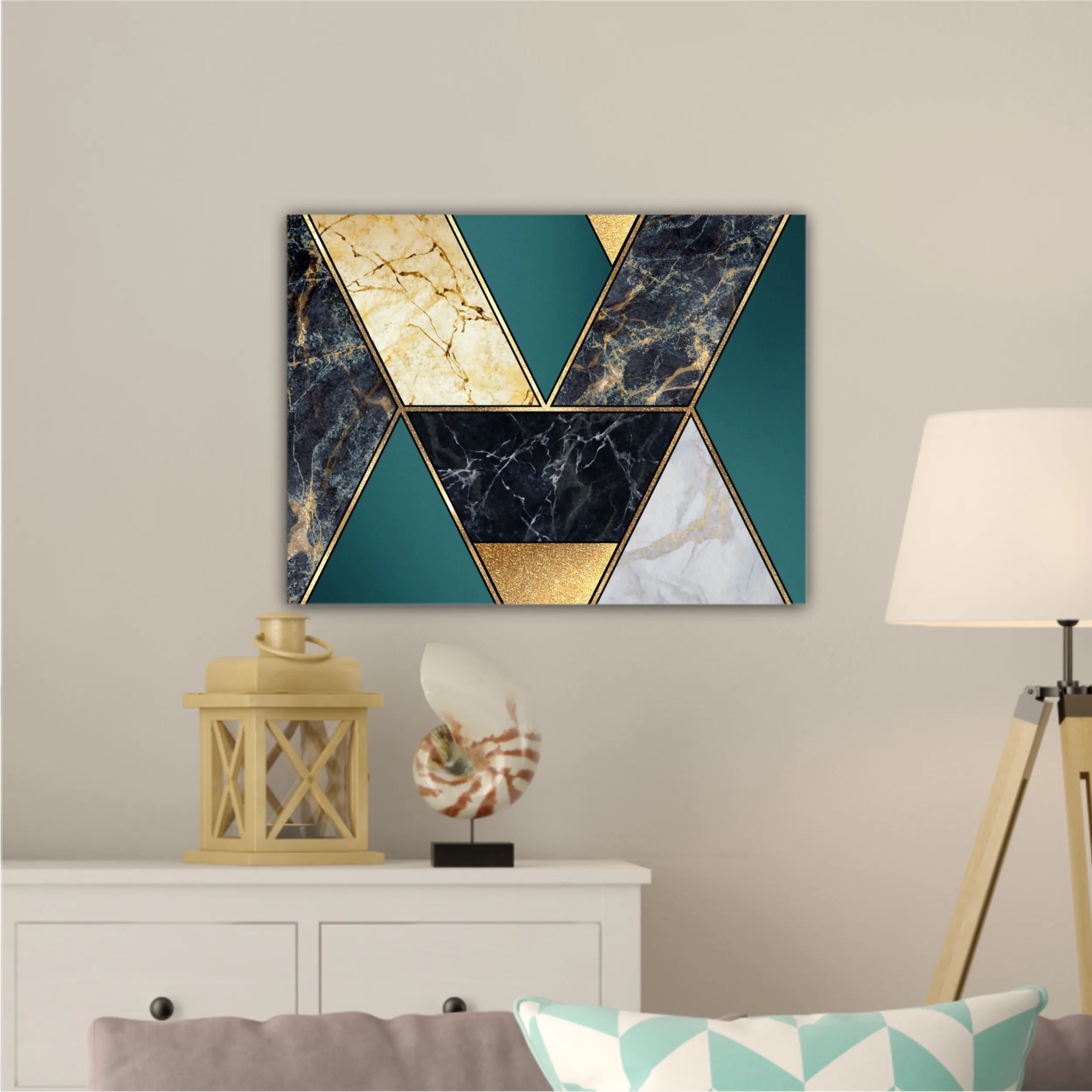 Сreative texture of marble,  modern mosaic inlay, green and gold N1