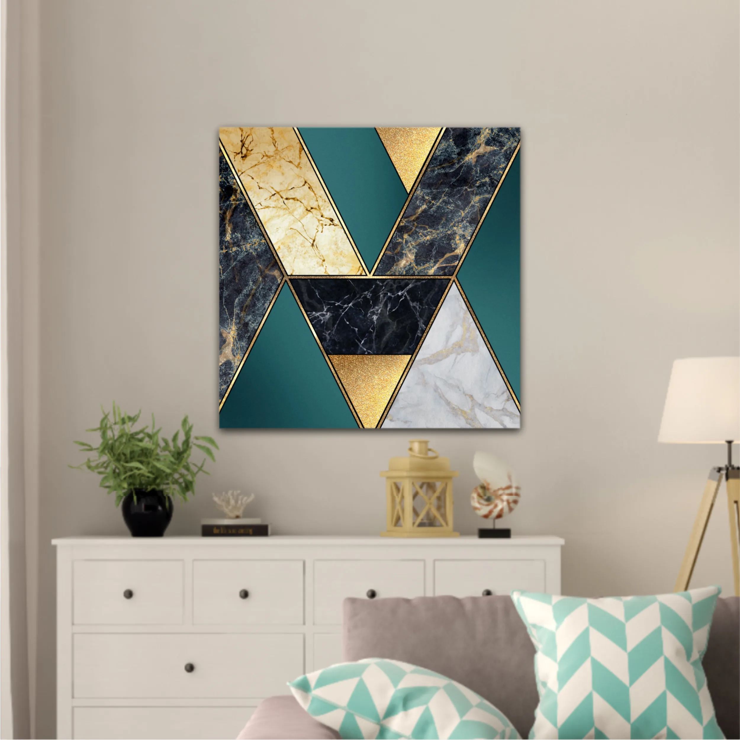 Сreative texture of marble,  modern mosaic inlay, green and gold N1