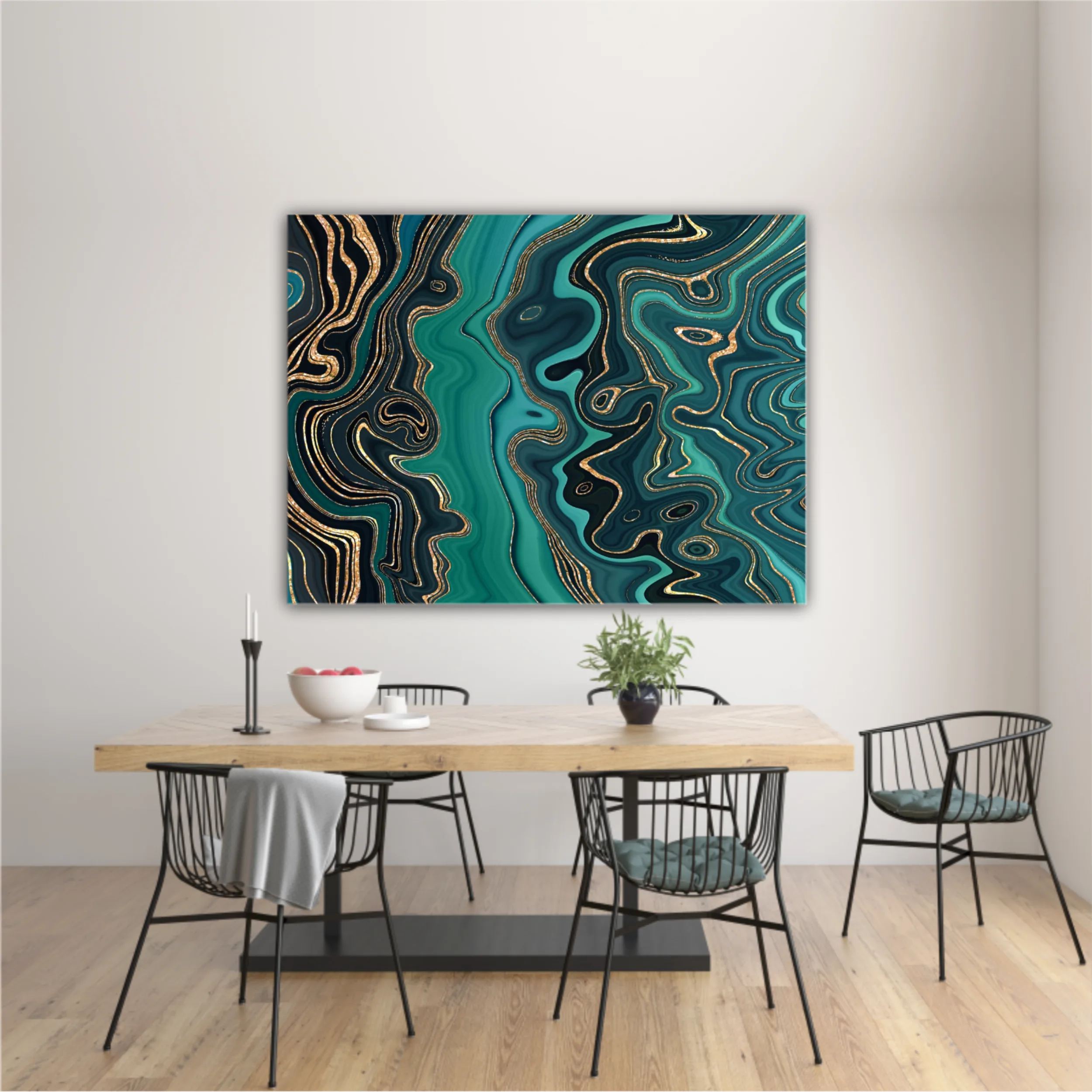 Сreative texture of marble,  modern mosaic inlay, green and gold N2