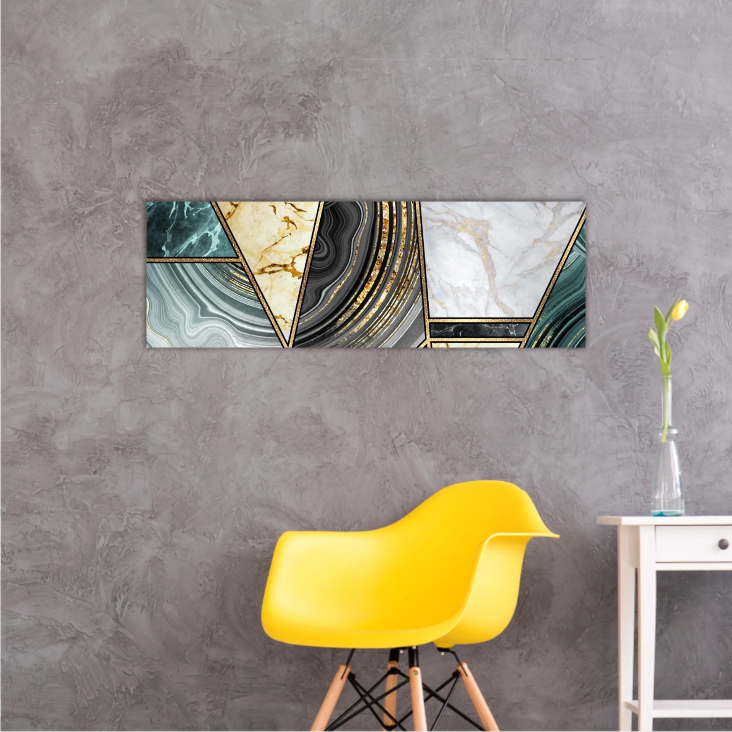 Сreative texture of marble,  modern mosaic inlay, green and gold N3