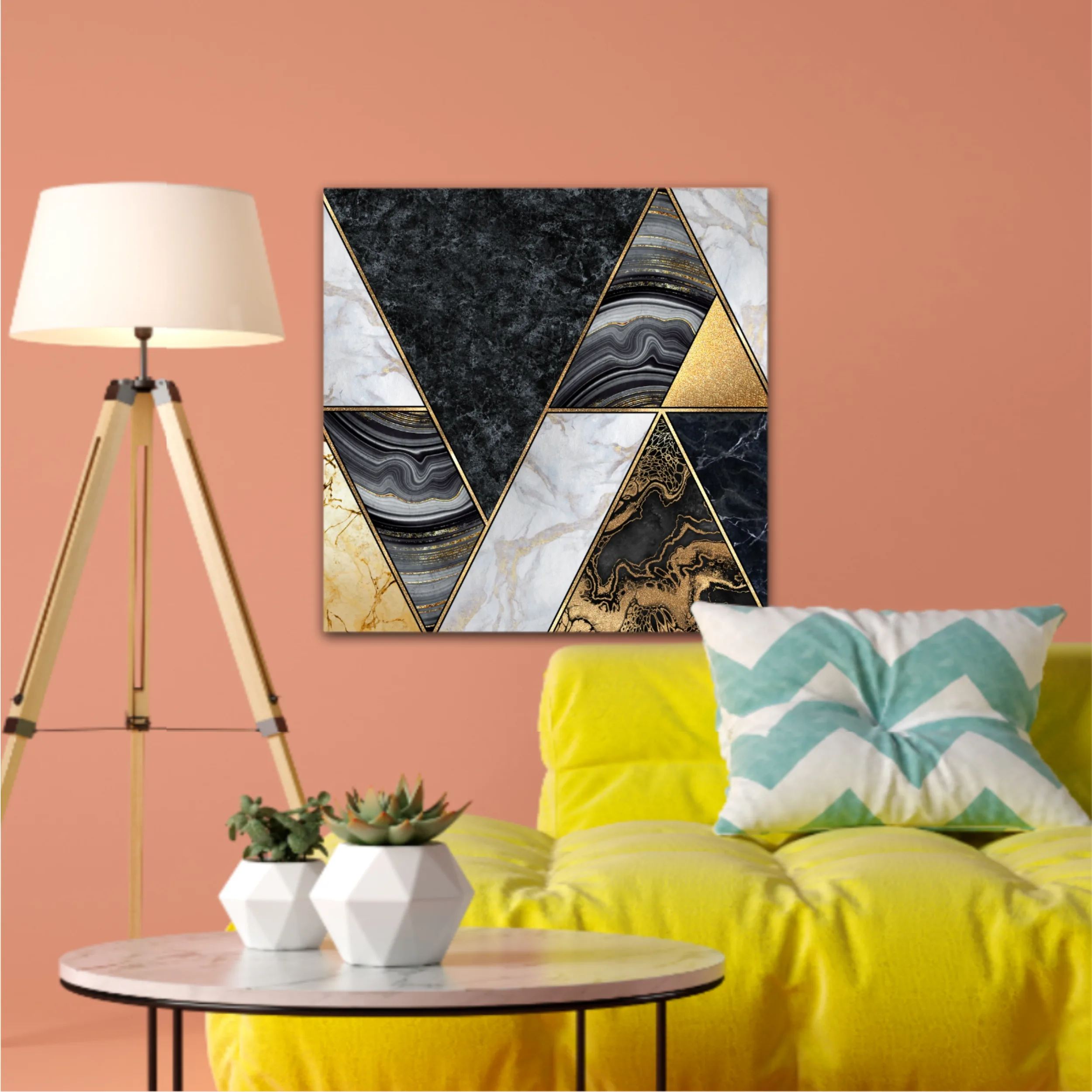 Сreative texture of marble,  modern mosaic inlay, green and gold N6