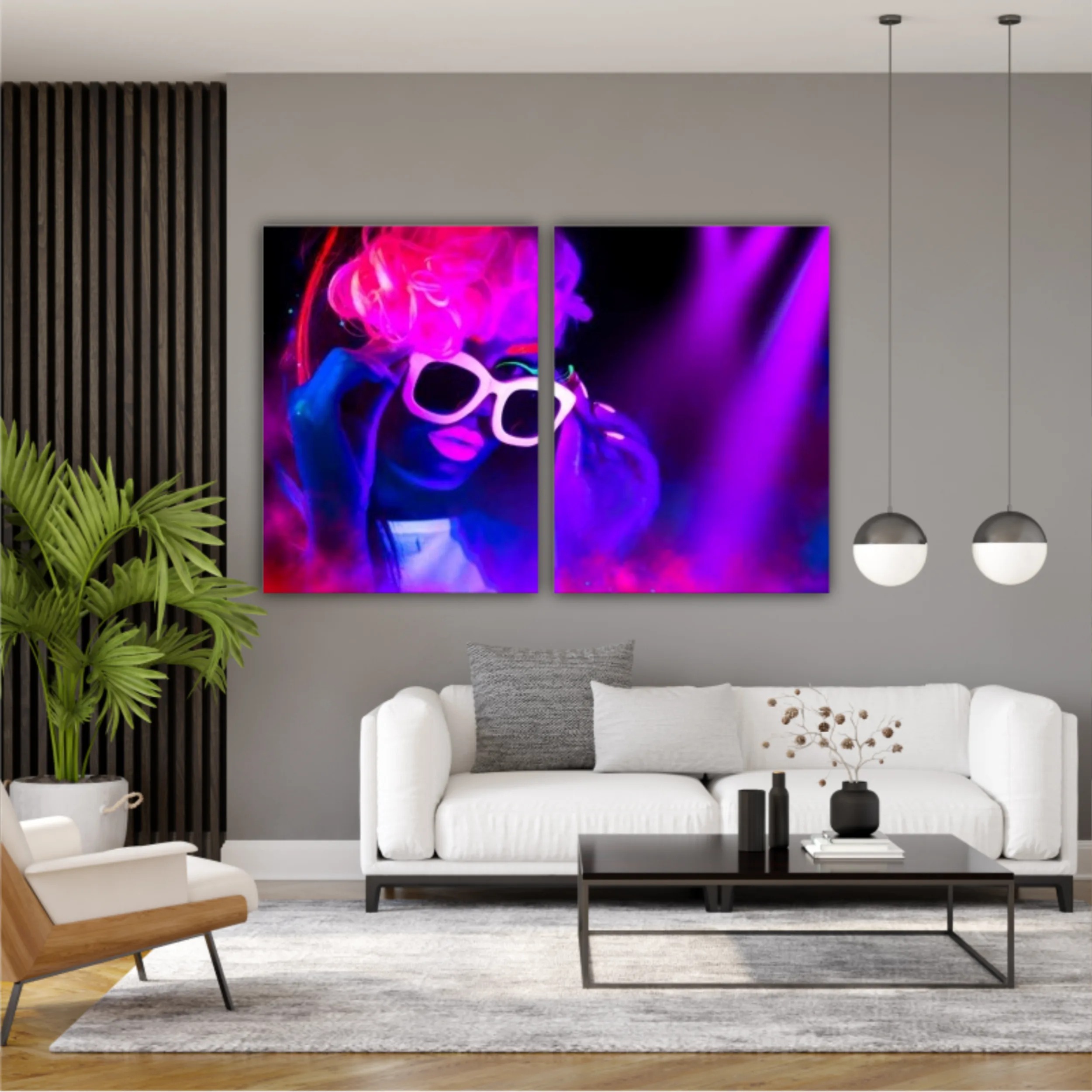 Portrait of beautiful girl with fluorescent make-up, Body Art design in UV, painted face, sunglasses, colorful make up