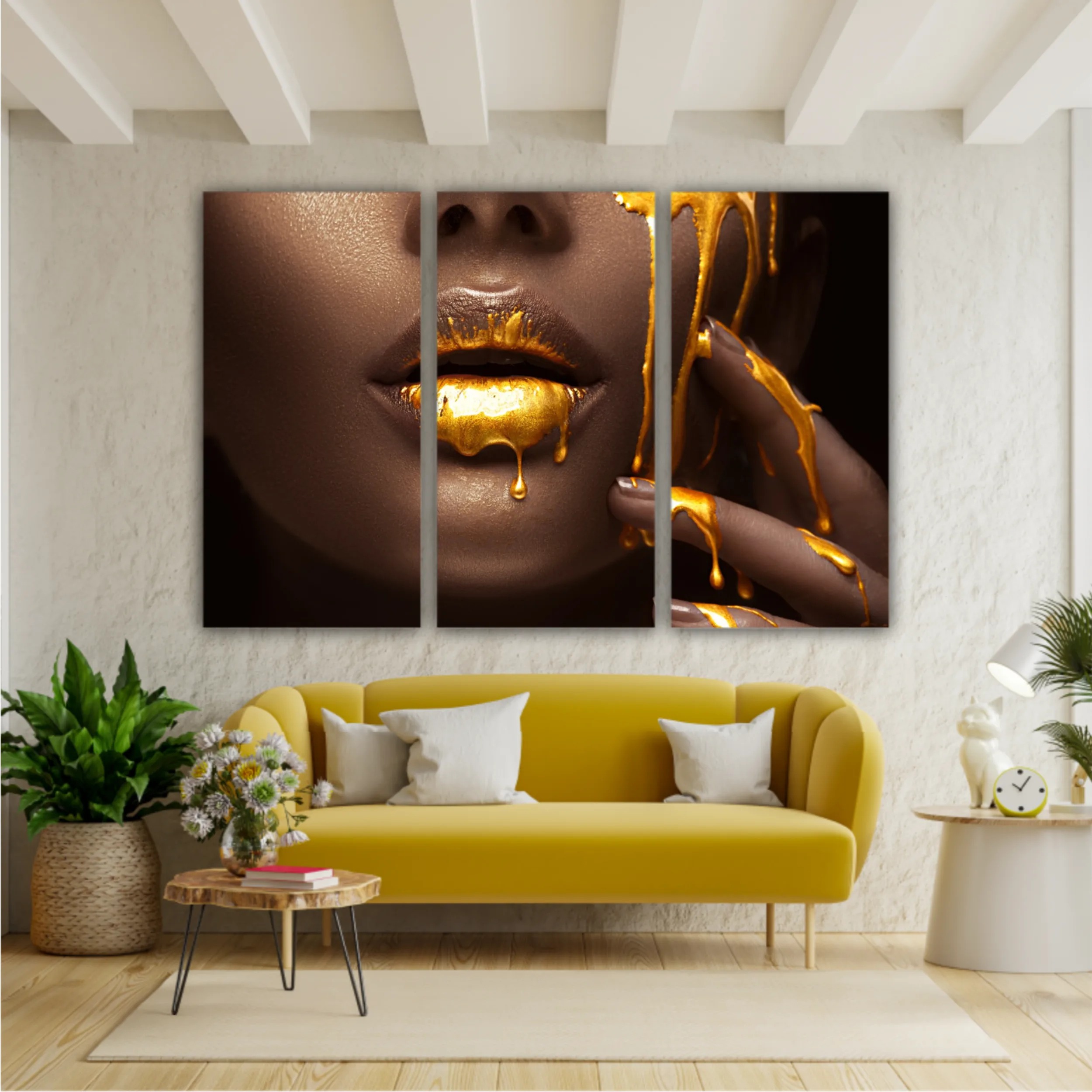 Women in golden makeup