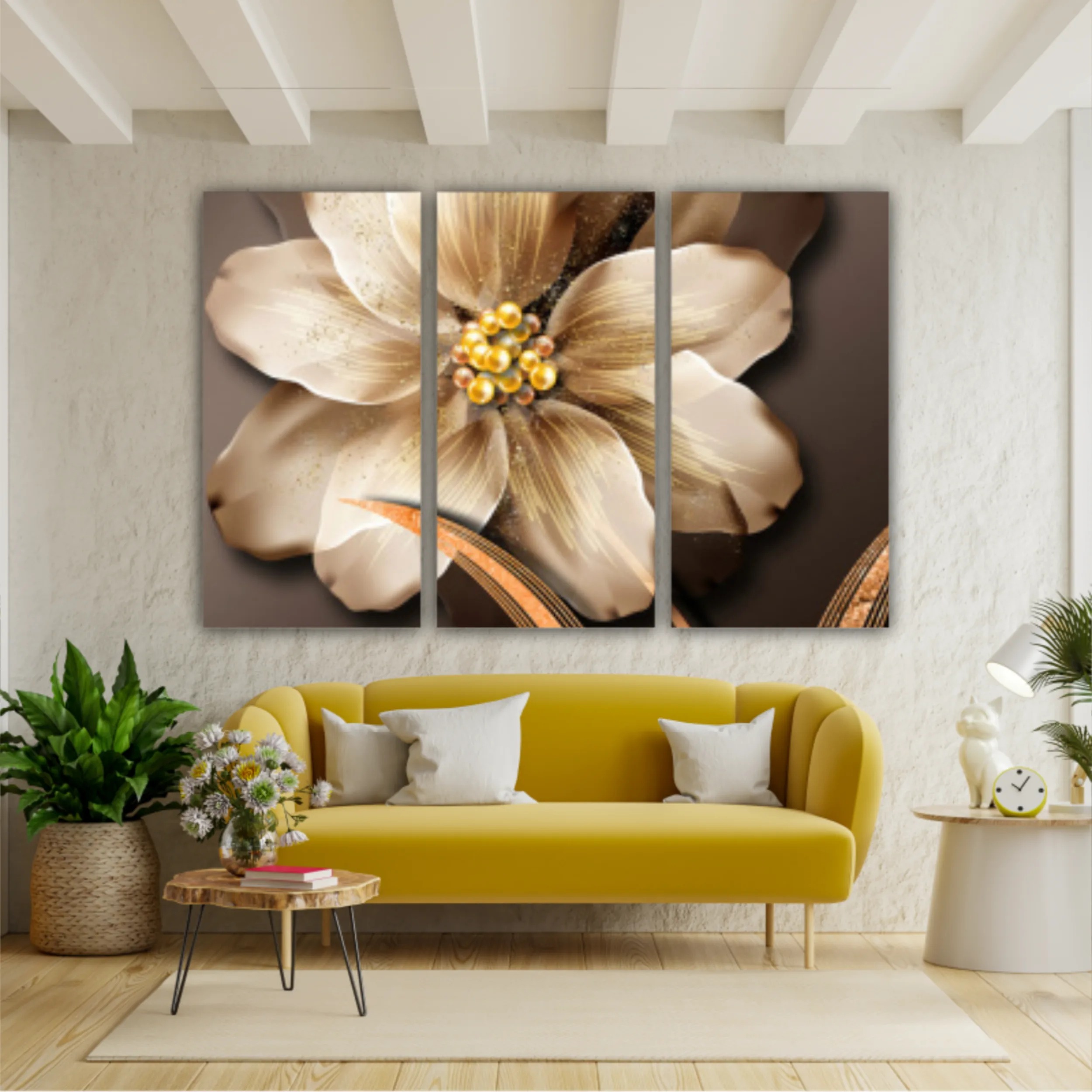 3d illustration of luxurious golden flower