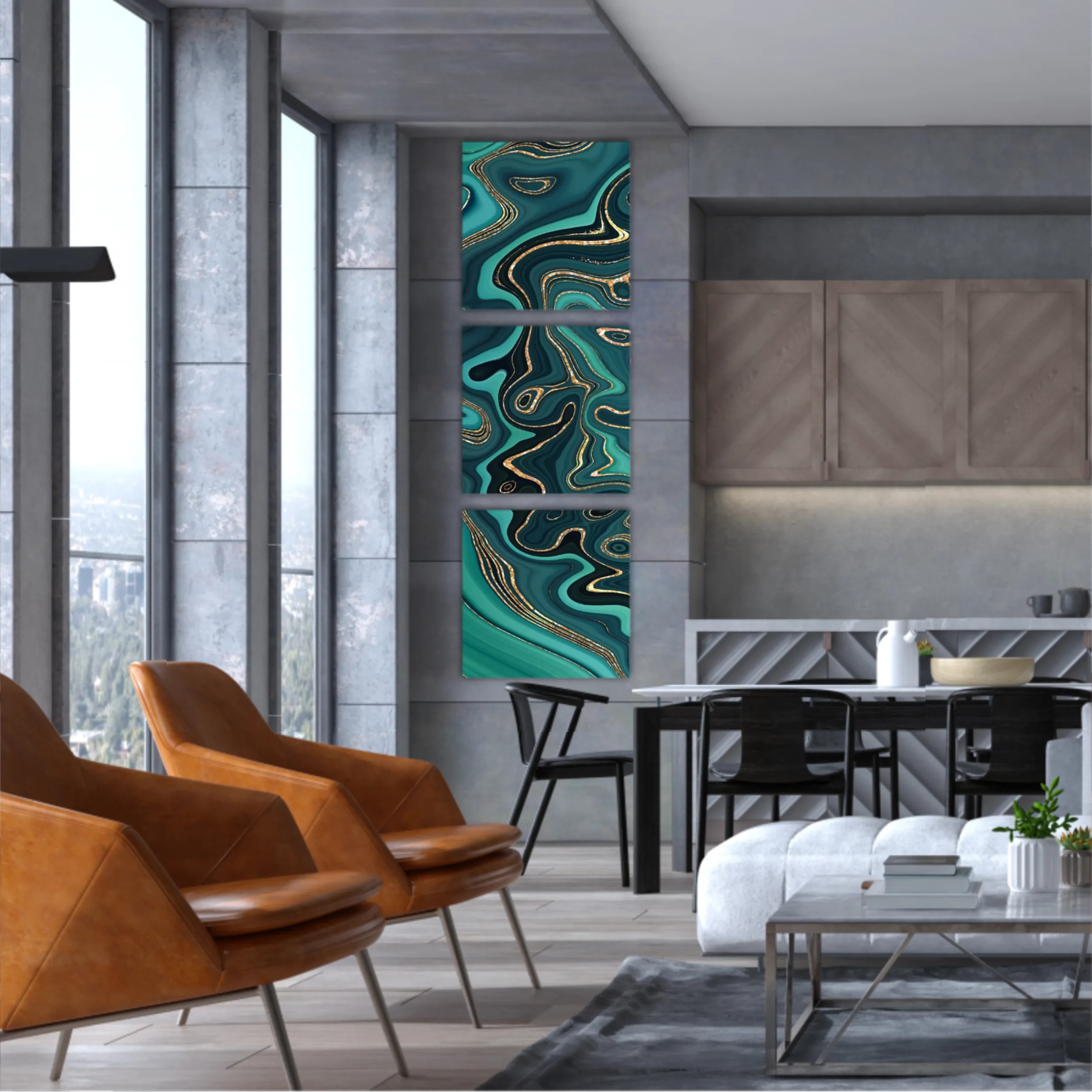 Сreative texture of marble,  modern mosaic inlay, green and gold N2