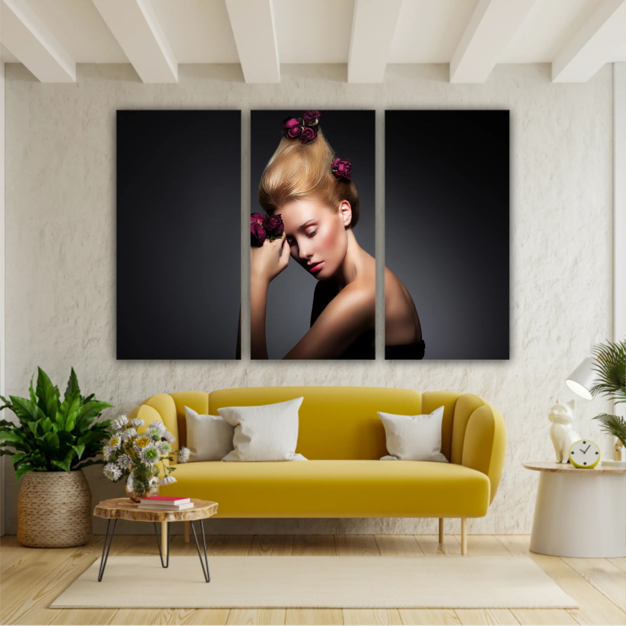  Portrait of woman with flowers in hair