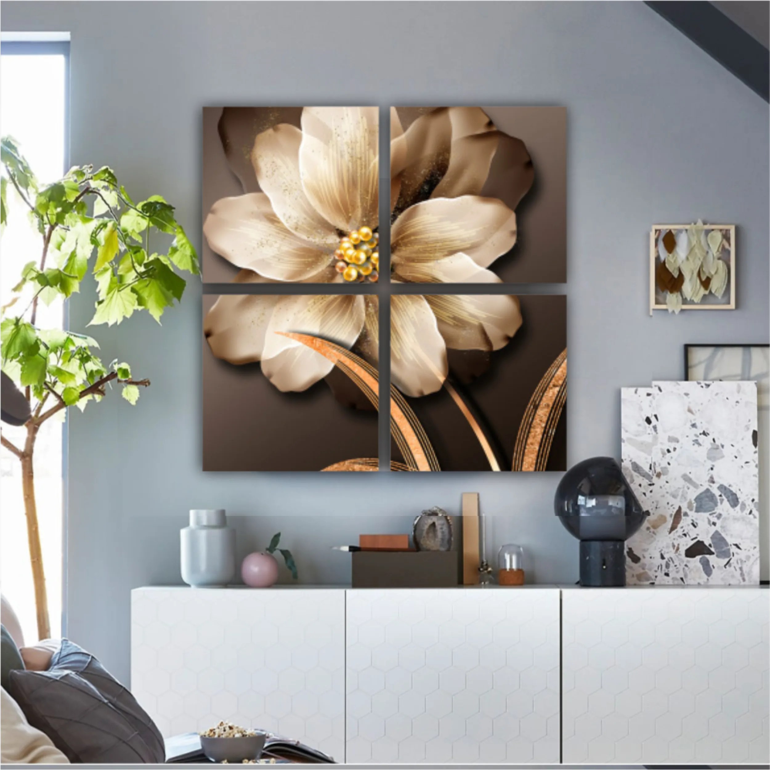 3d illustration of luxurious golden flower