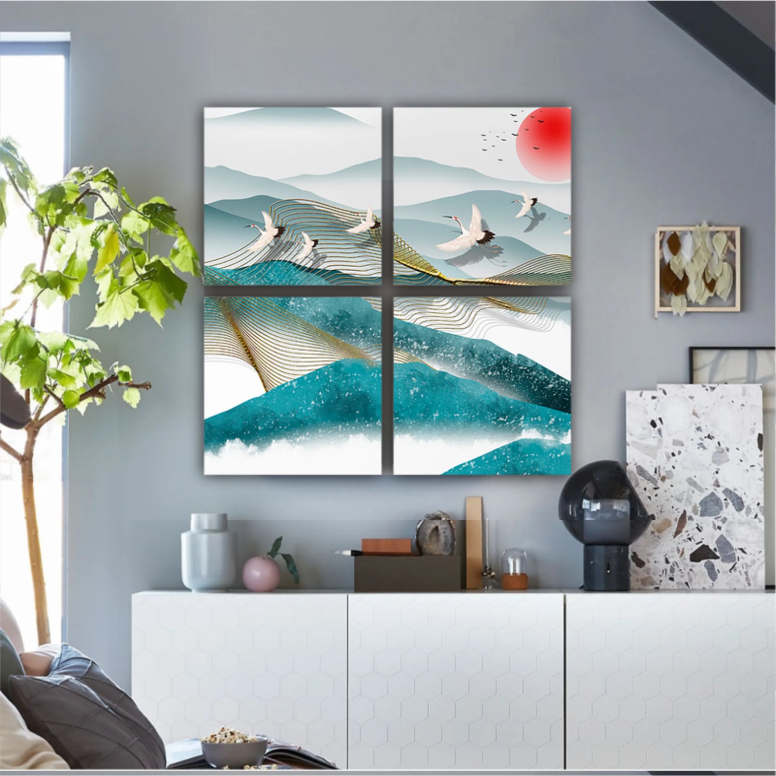 3d illustration image of mountain river water and cloud