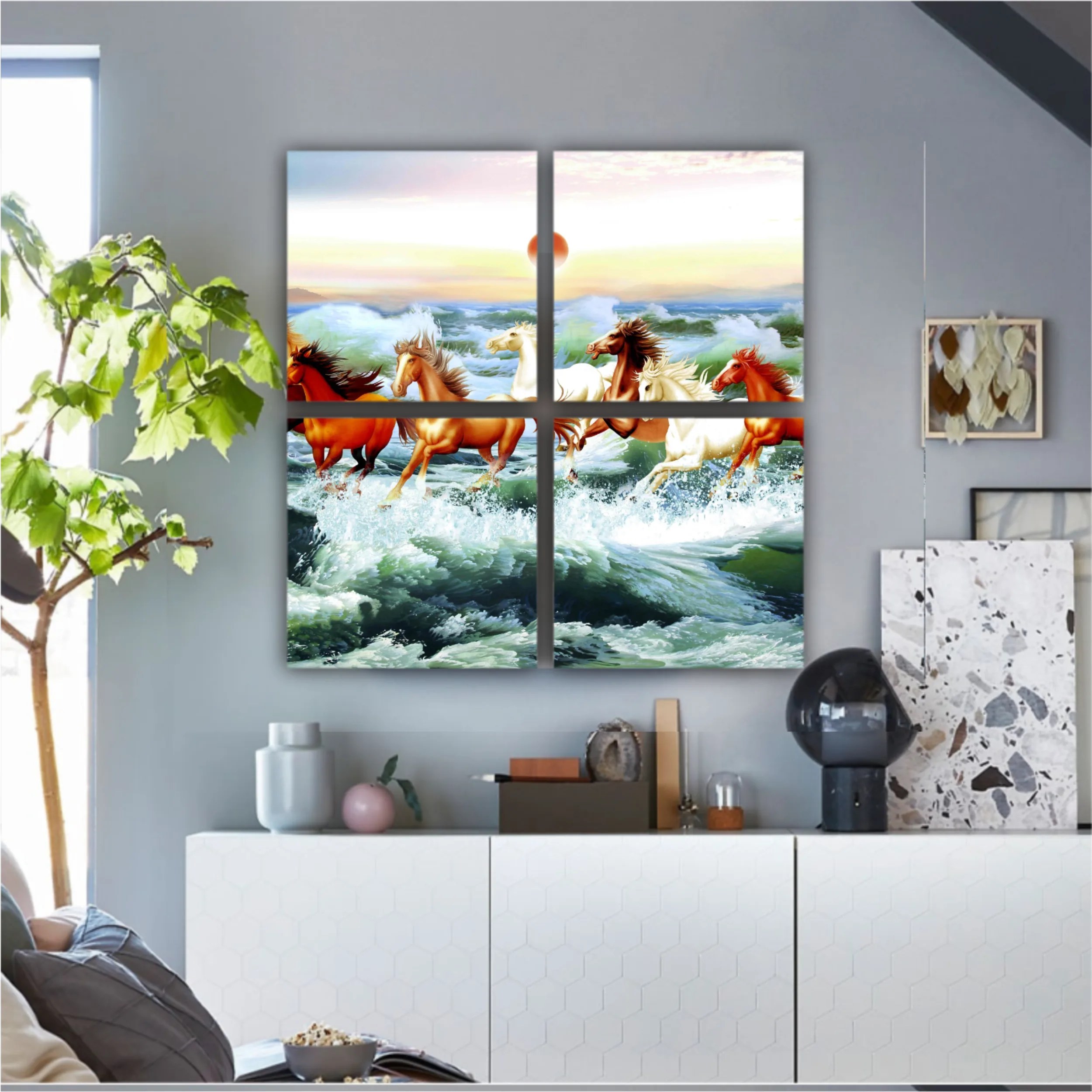 3d illustration of horse and beach design