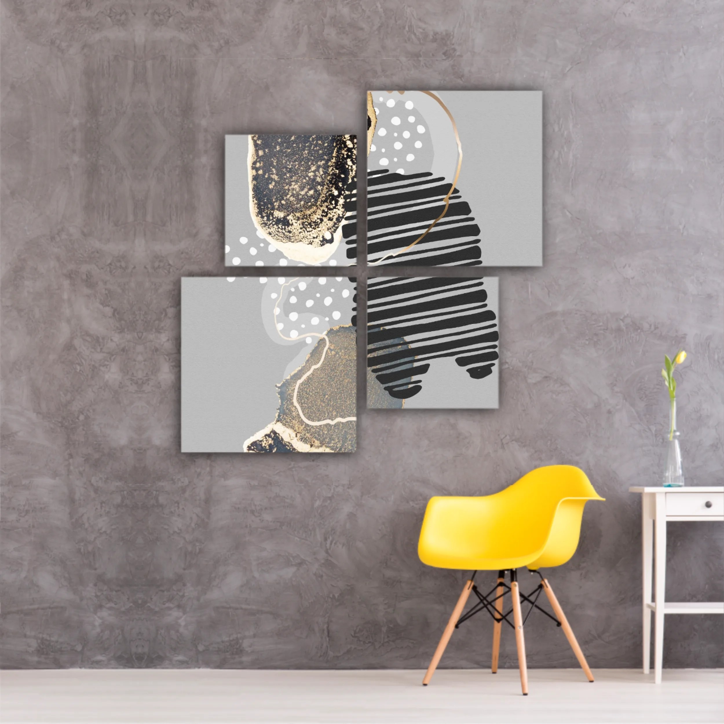 Abstract art background with glowing gold alcohol ink elements and geometric forms N3