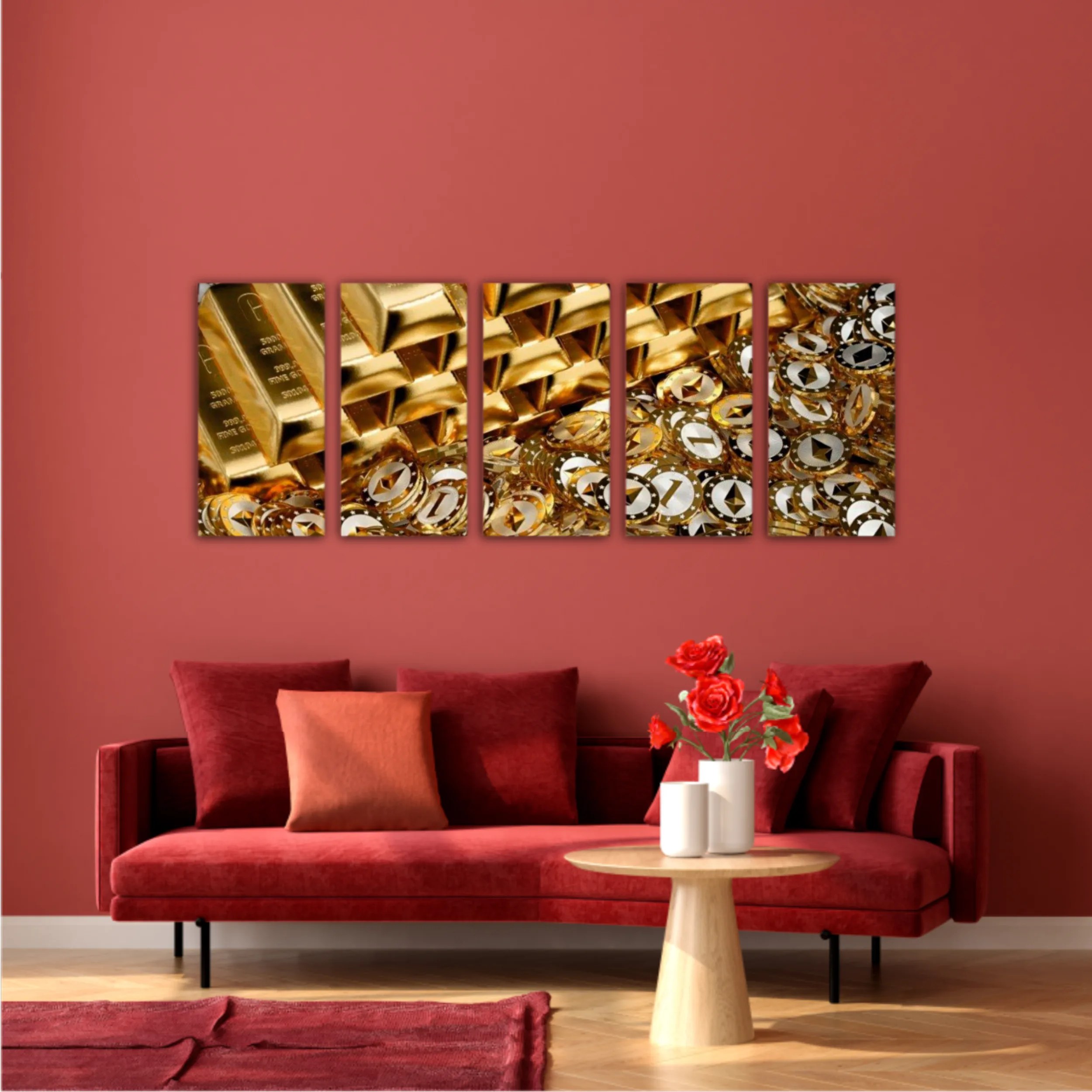 Golden bars and Ethereum Coins 
