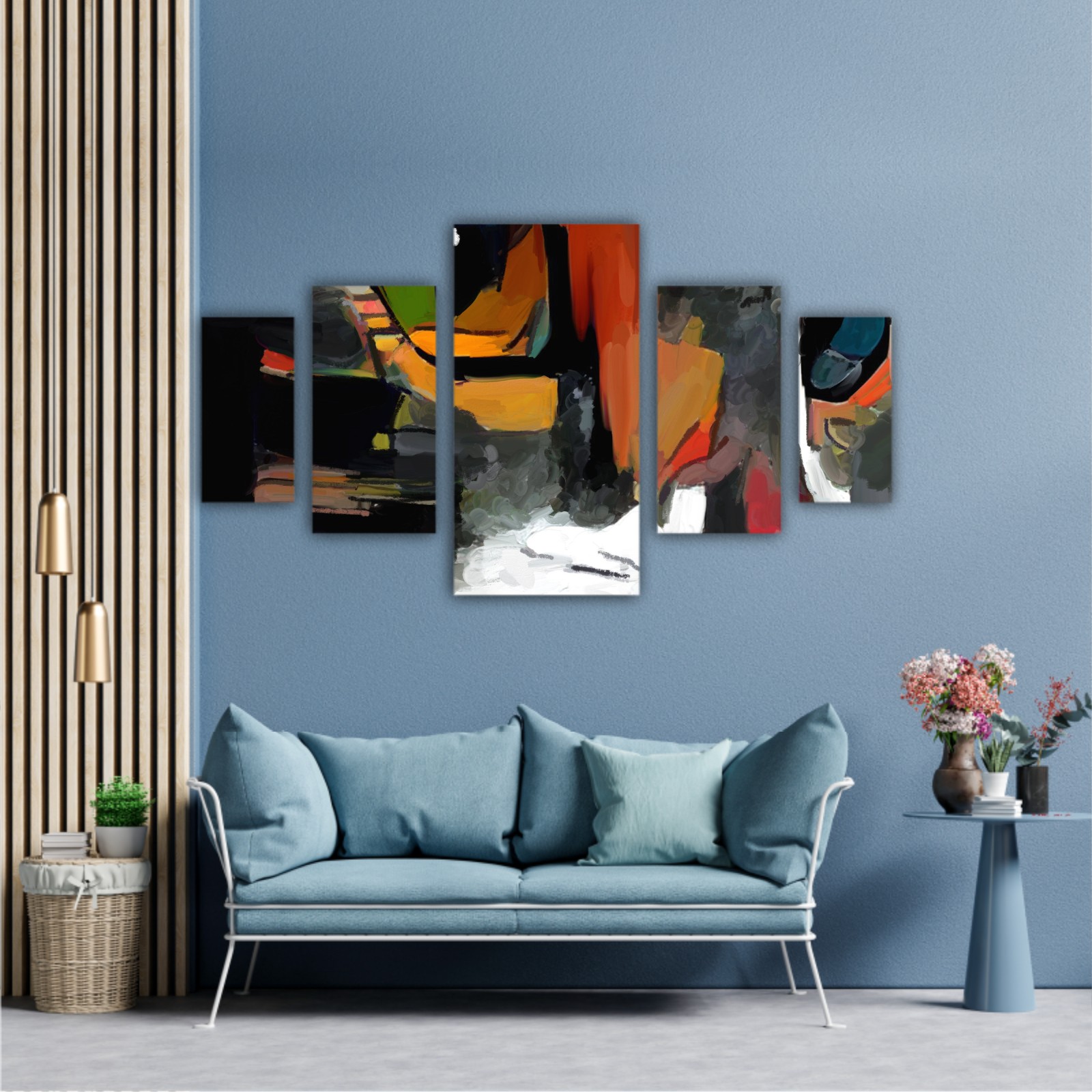 The face of a cat in a contemporary style of abstract art Beautiful colored cat