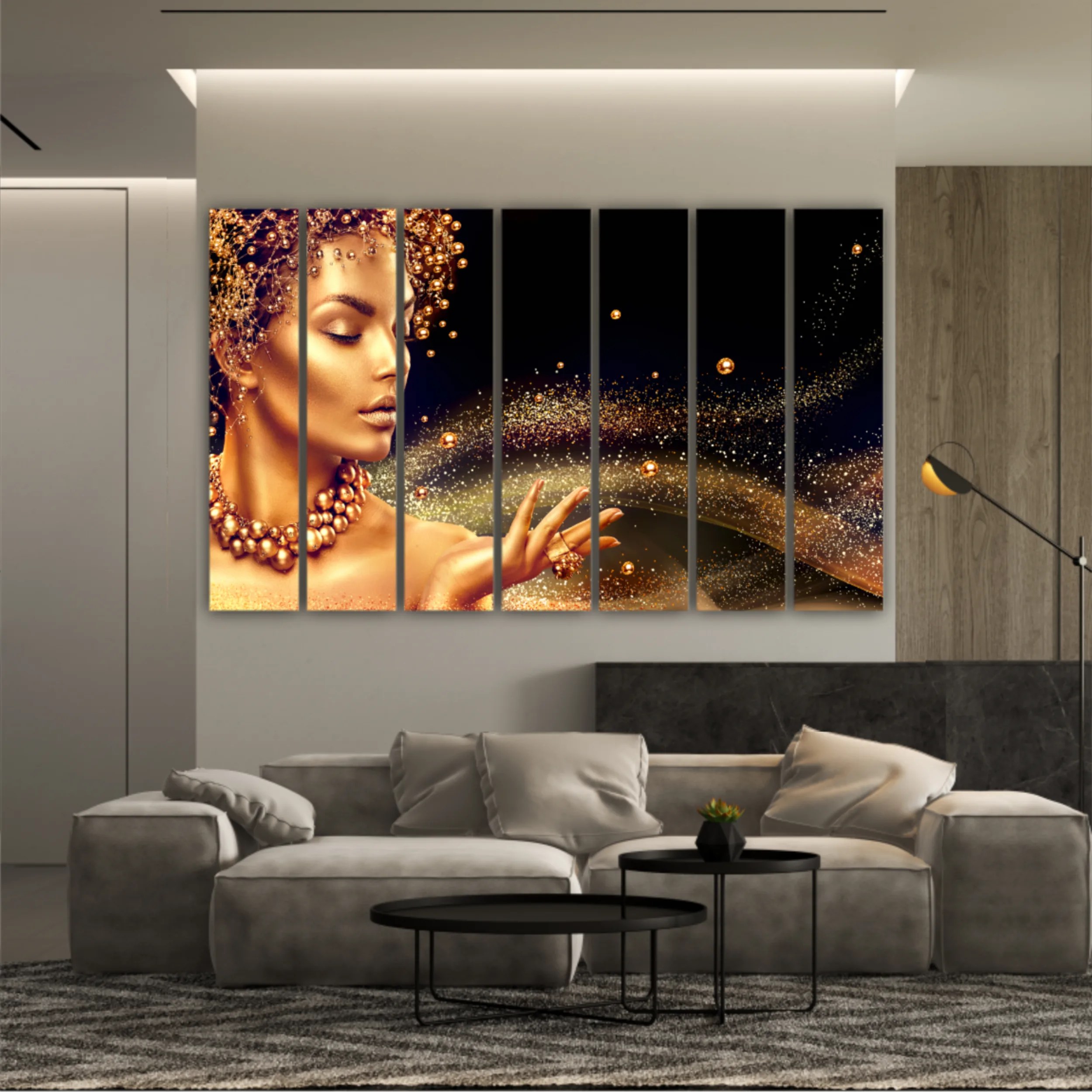 Women in golden makeup