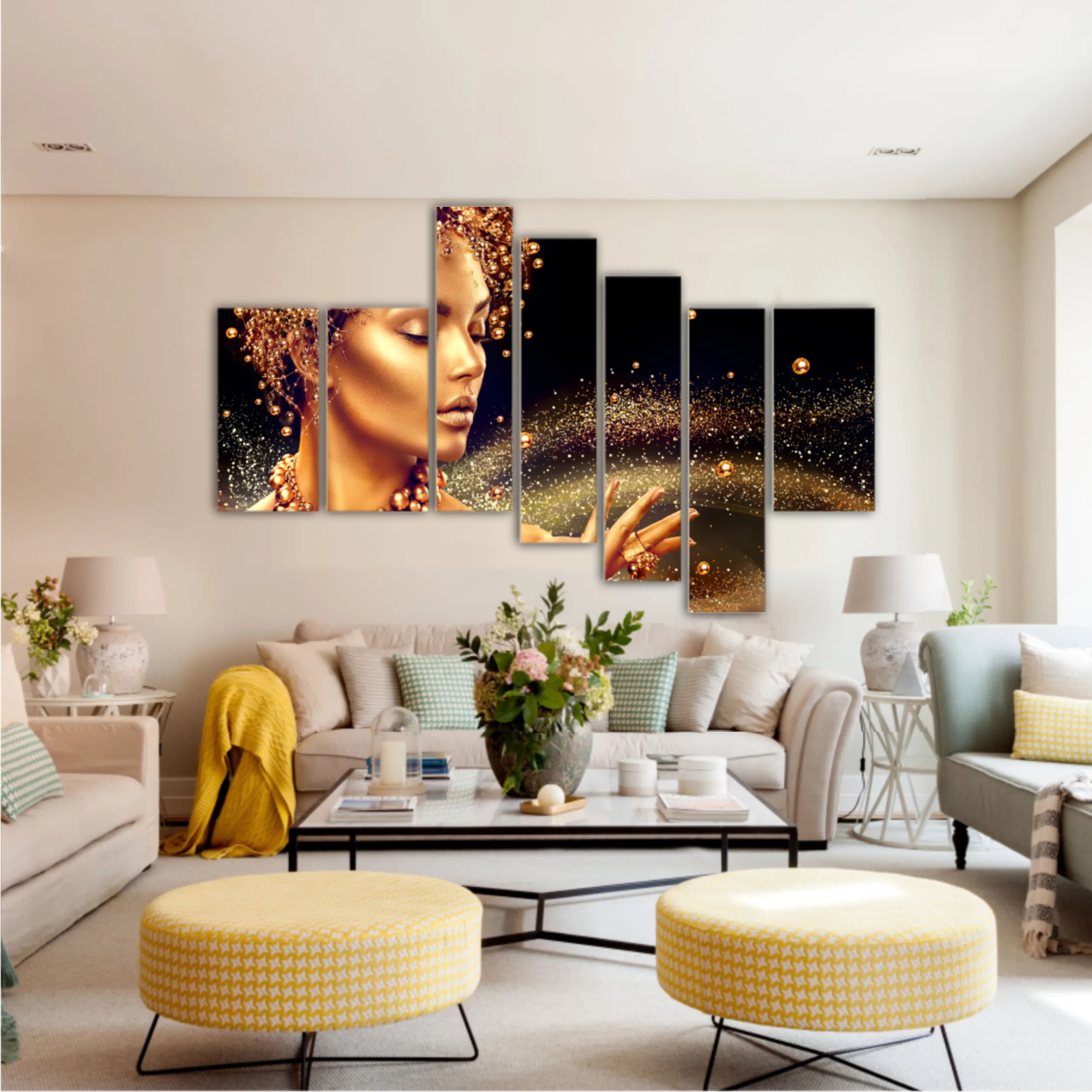 Women in golden makeup