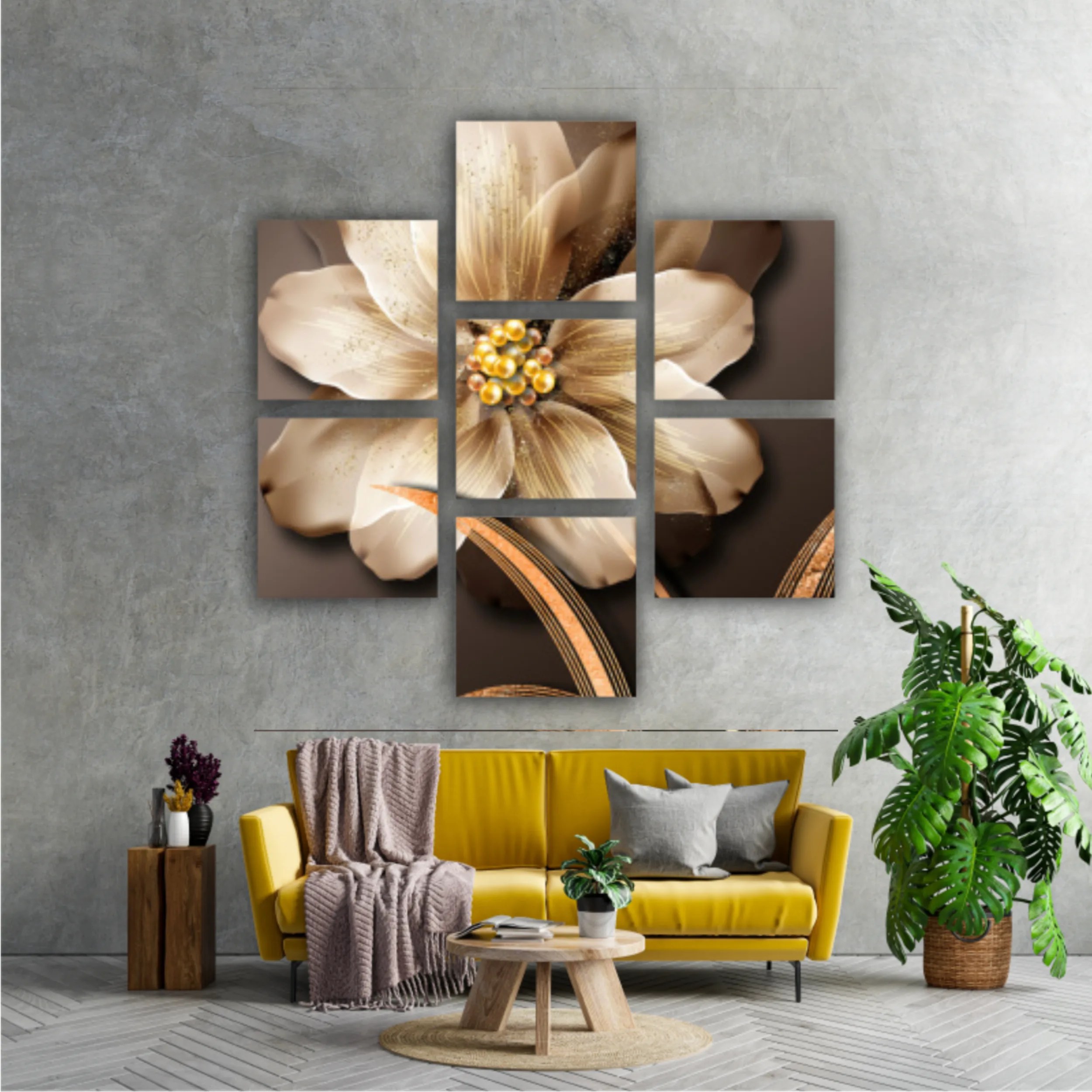 3d illustration of luxurious golden flower