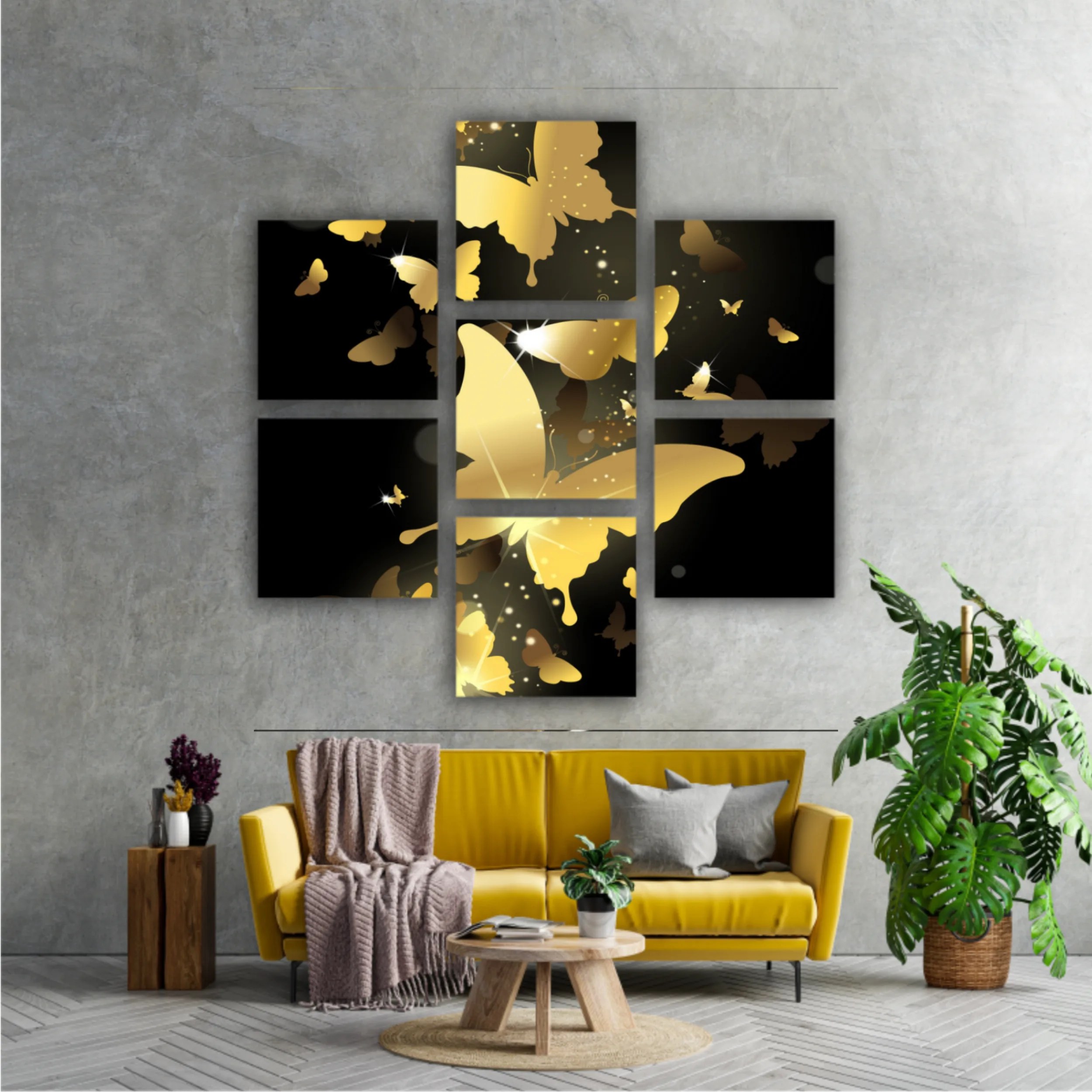 3d illustration of butterfly group on modern background