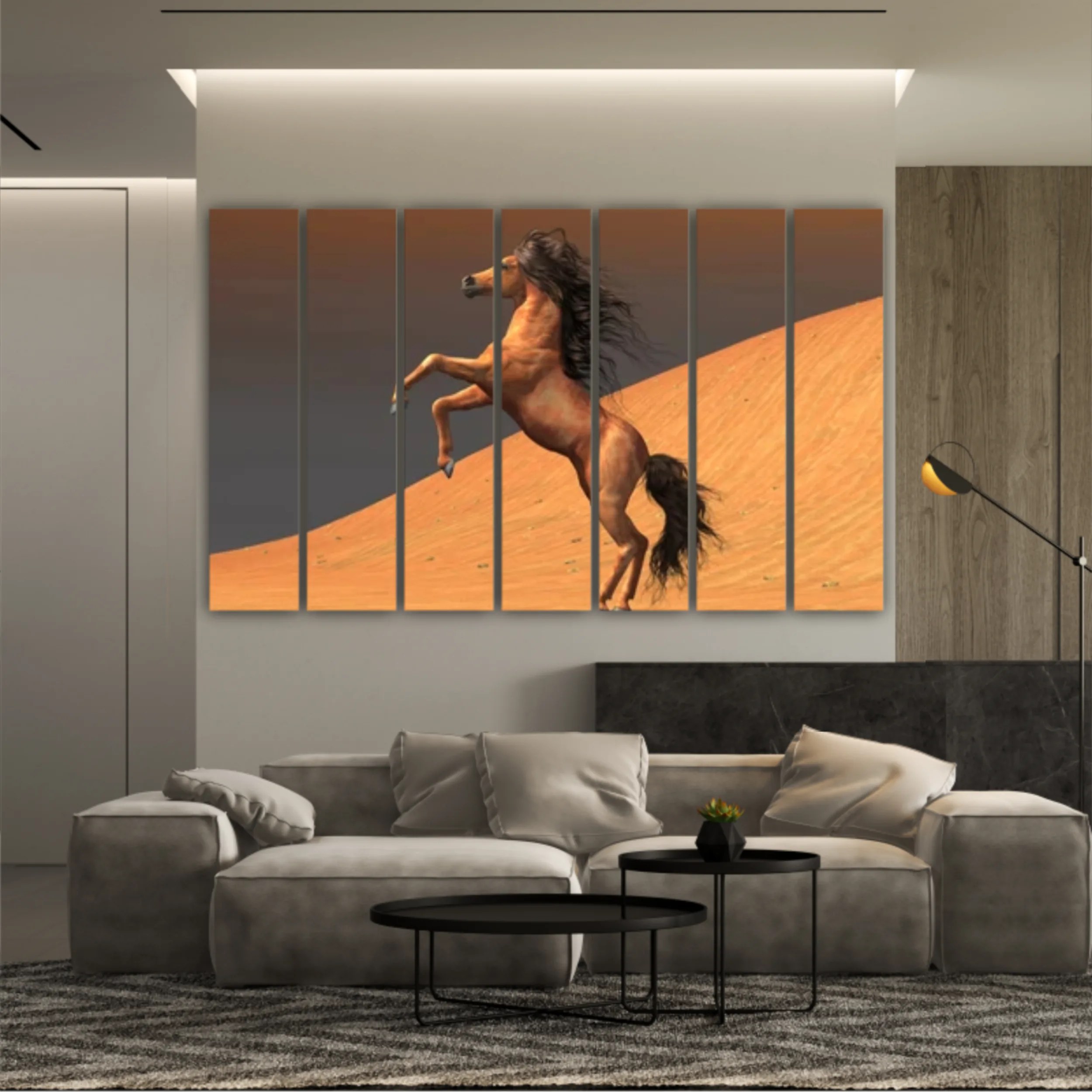 3d illustration of horses and beach design