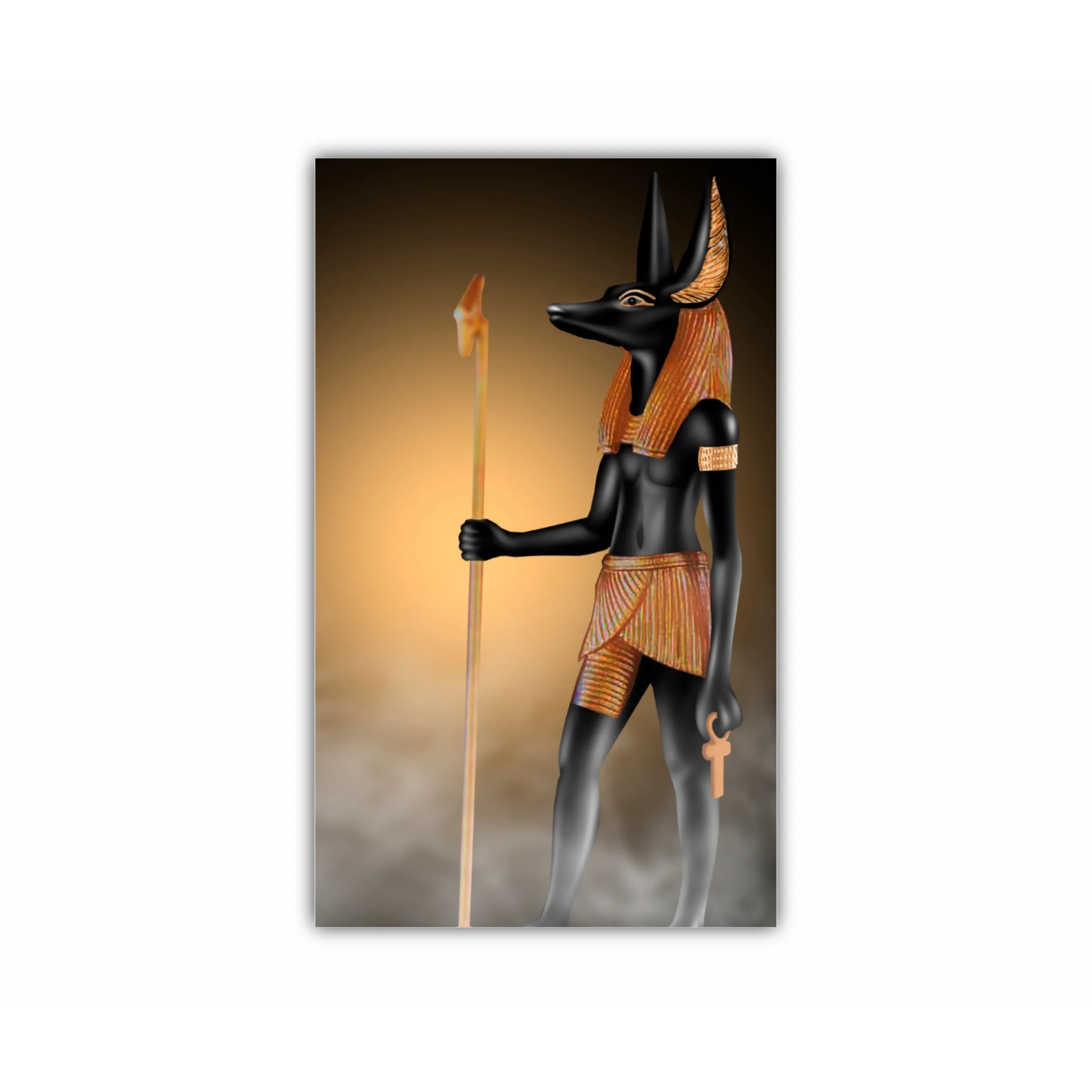 Anubis al Egiptului Antic (zeul mortii) - Fundal egiptean abstract intunecat
